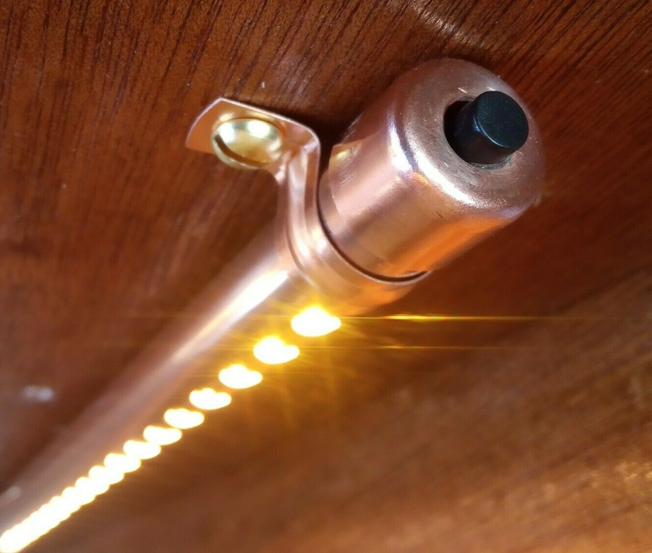 12-120cm 12V Custom Length Copper Light Fixture. Builtin Switch. Campervan, Boat