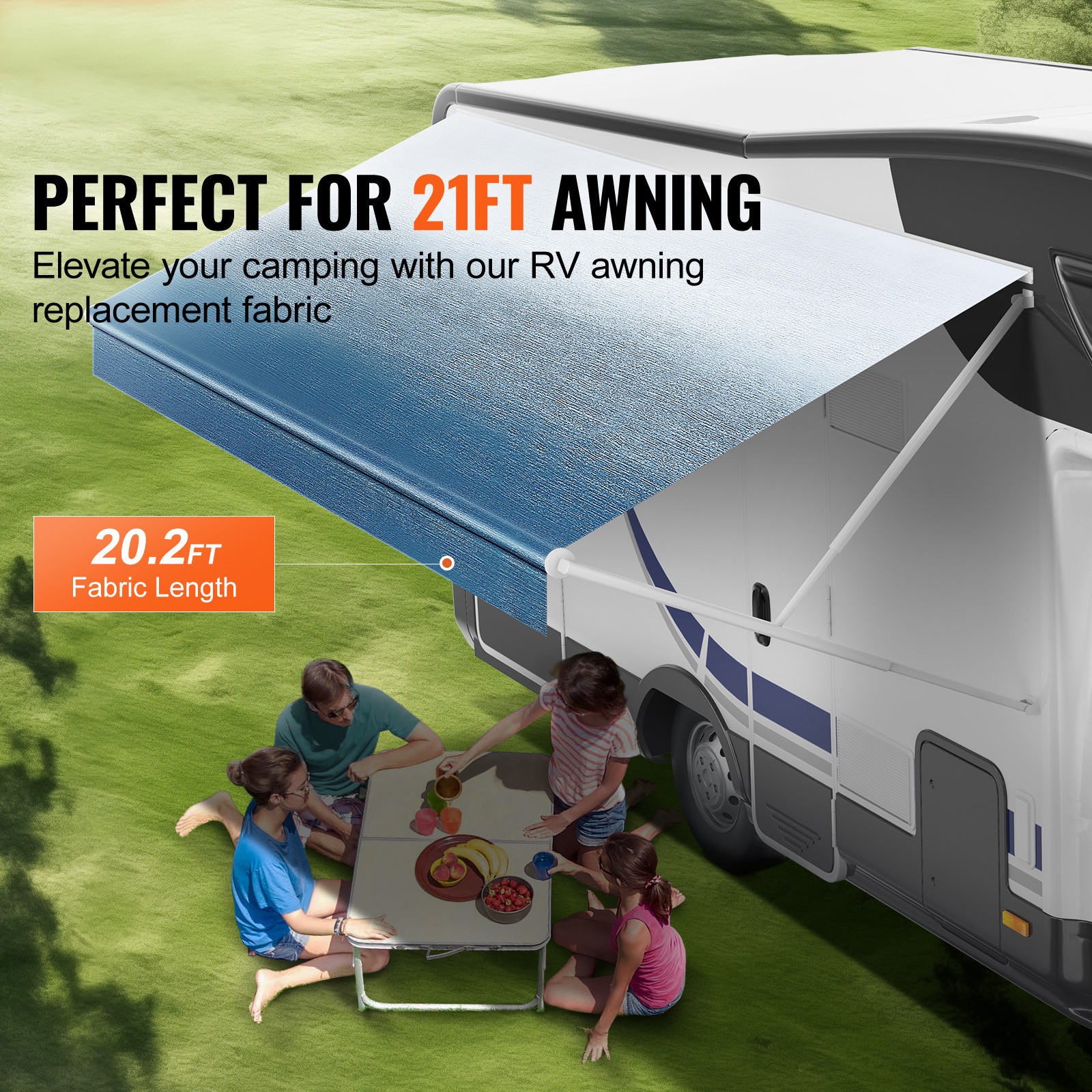 Uimoso 21’RV Awning Fabric Replacement (20’2″ Fabric) Waterproof 16oz PVC Fabric