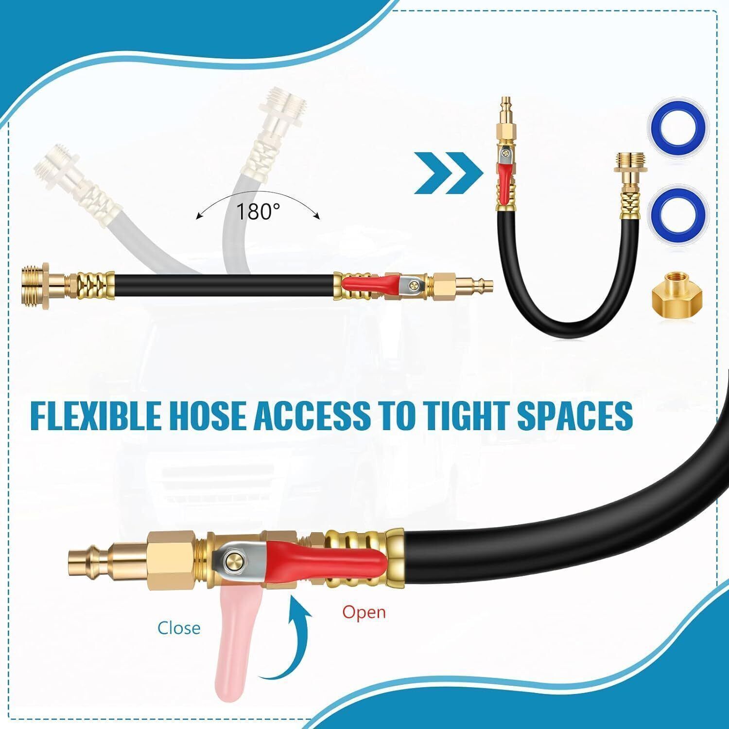 Camper Winterizing Kit Blowout Shut Off Valve Adapter Hose Faucet For RV Trailer