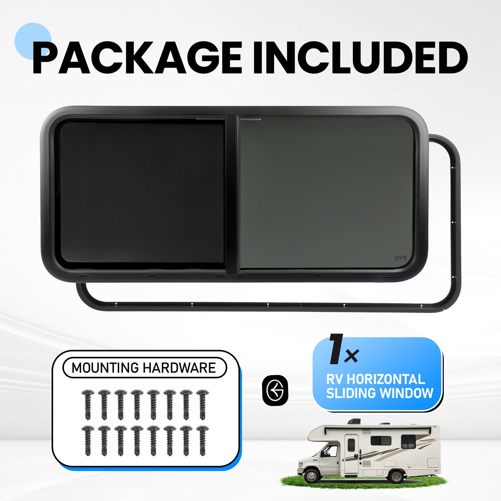 48″ Width X 22″ Height Horizontal Sliding Window W/ Screen For Cargo Trailer RV