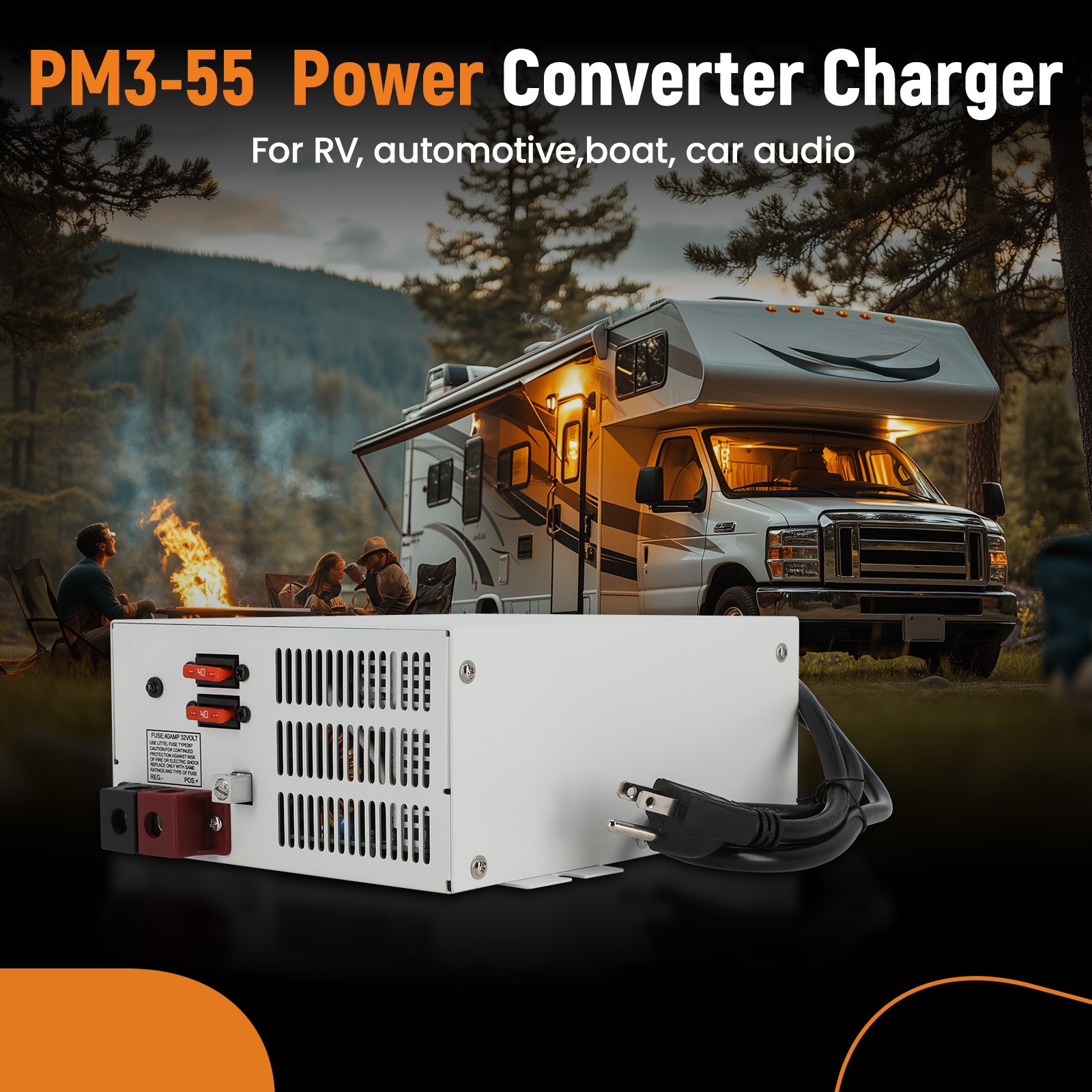 Power Converter Battery charger For RV automotive boat car audio PM3-55 55 AMPS