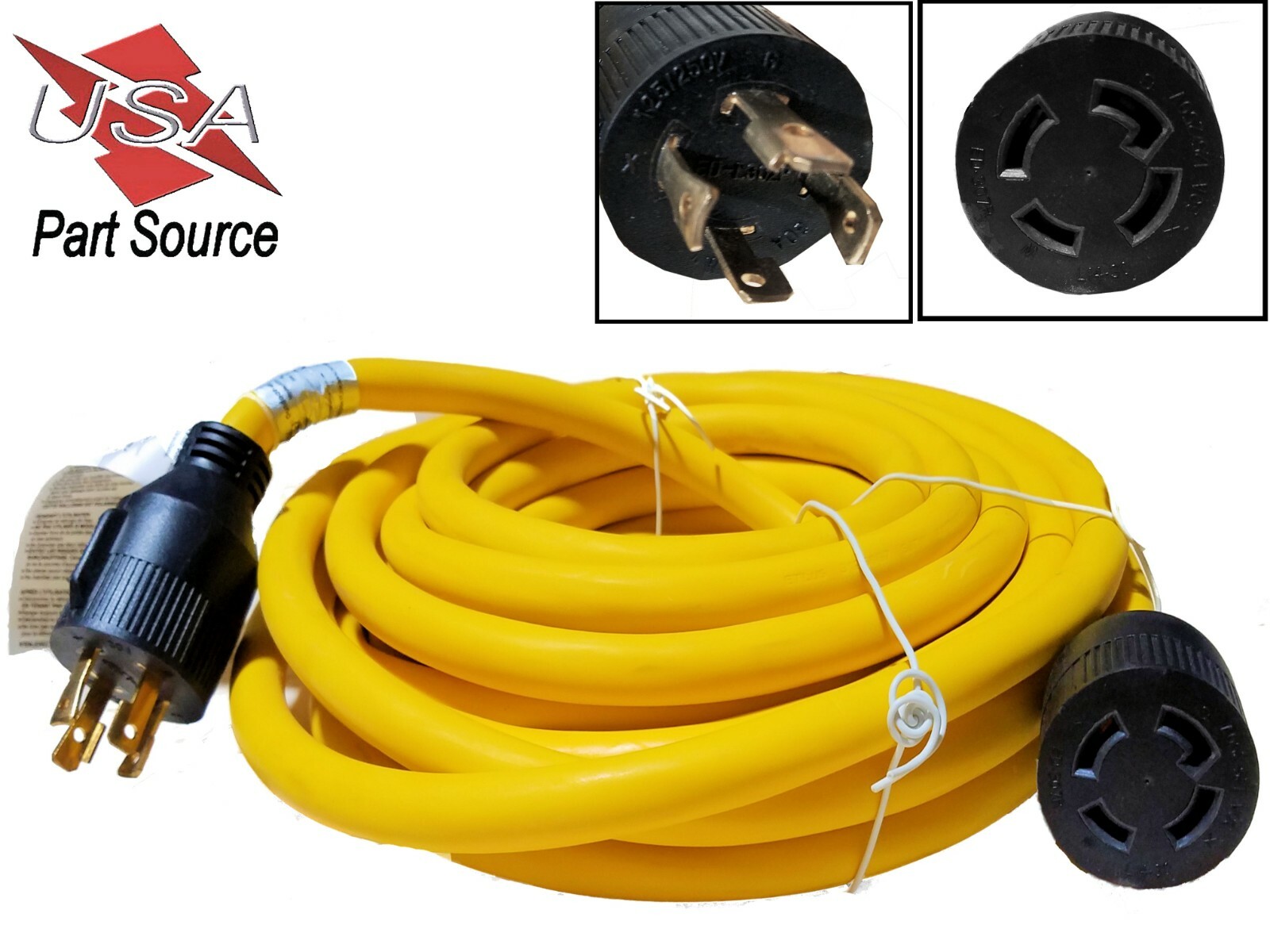 20 FT 30 Amp Nema L14-30 4 Prong Wire Generator Extension Power Cord 125/250V