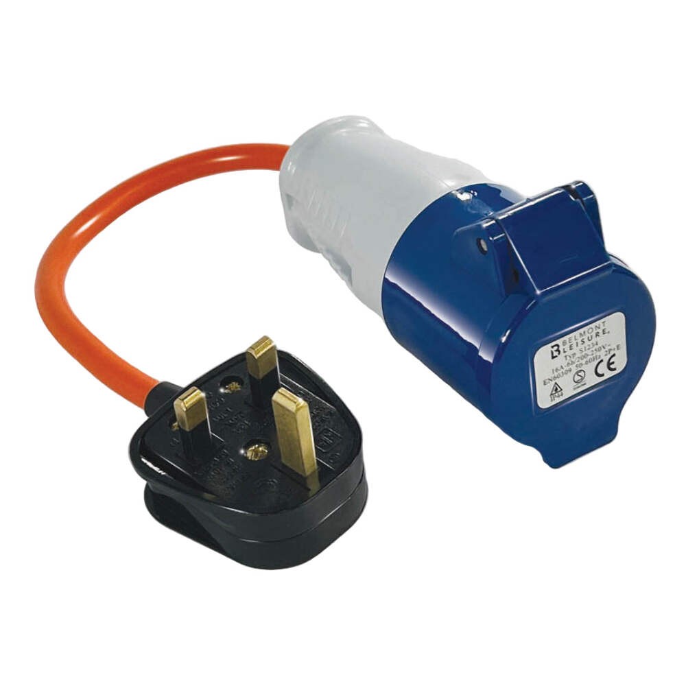 Converter Lead Socket 13A Plug to 16A Adaptor Cable Caravan RV Motorhome