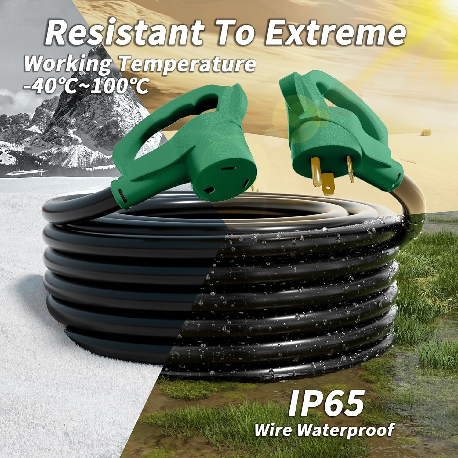 25 FT 30 Amp RV Extension Cord Outdoor, Flexible Heavy Duty 10/3 Gauge STW RV