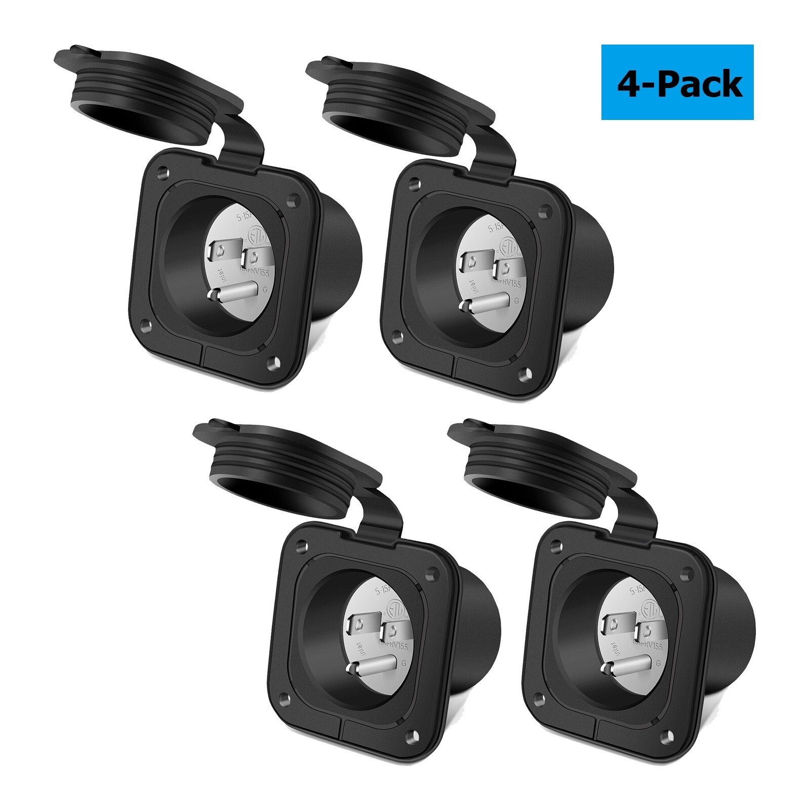 4Pcs Power Inlet Port Plug 15 amp 125v Twist Electrical Lock for Boat RV Marine
