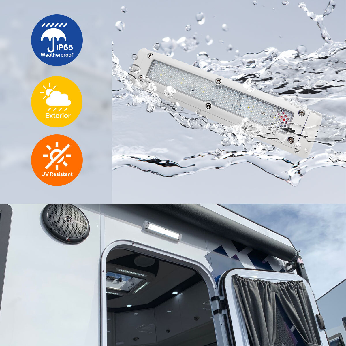 12V RV LED Awning Light Camper Trailer Boat Exterior Wall Annex Lamp Cool W