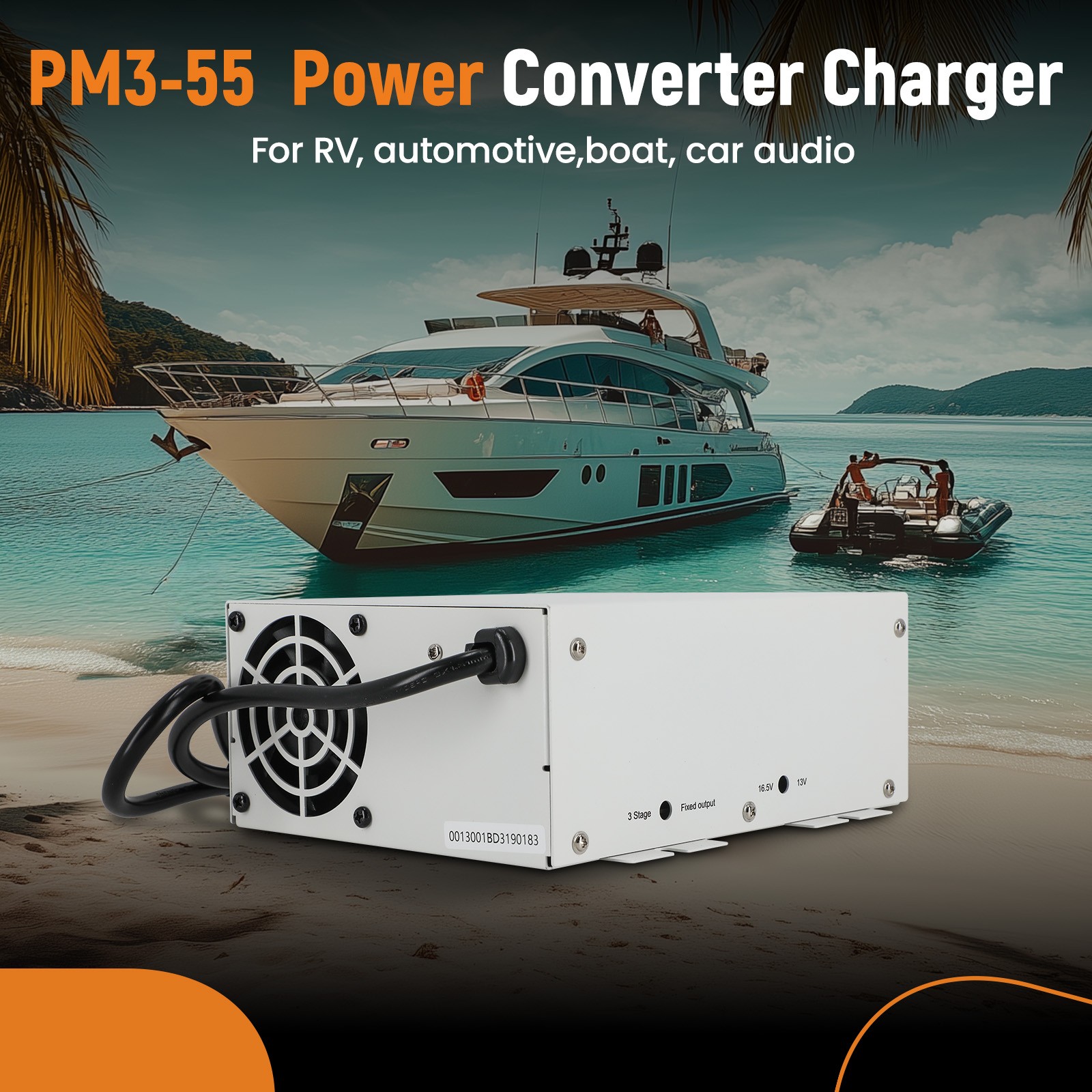 Power Converter Battery charger For RV automotive boat car audio PM3-55 55 AMPS