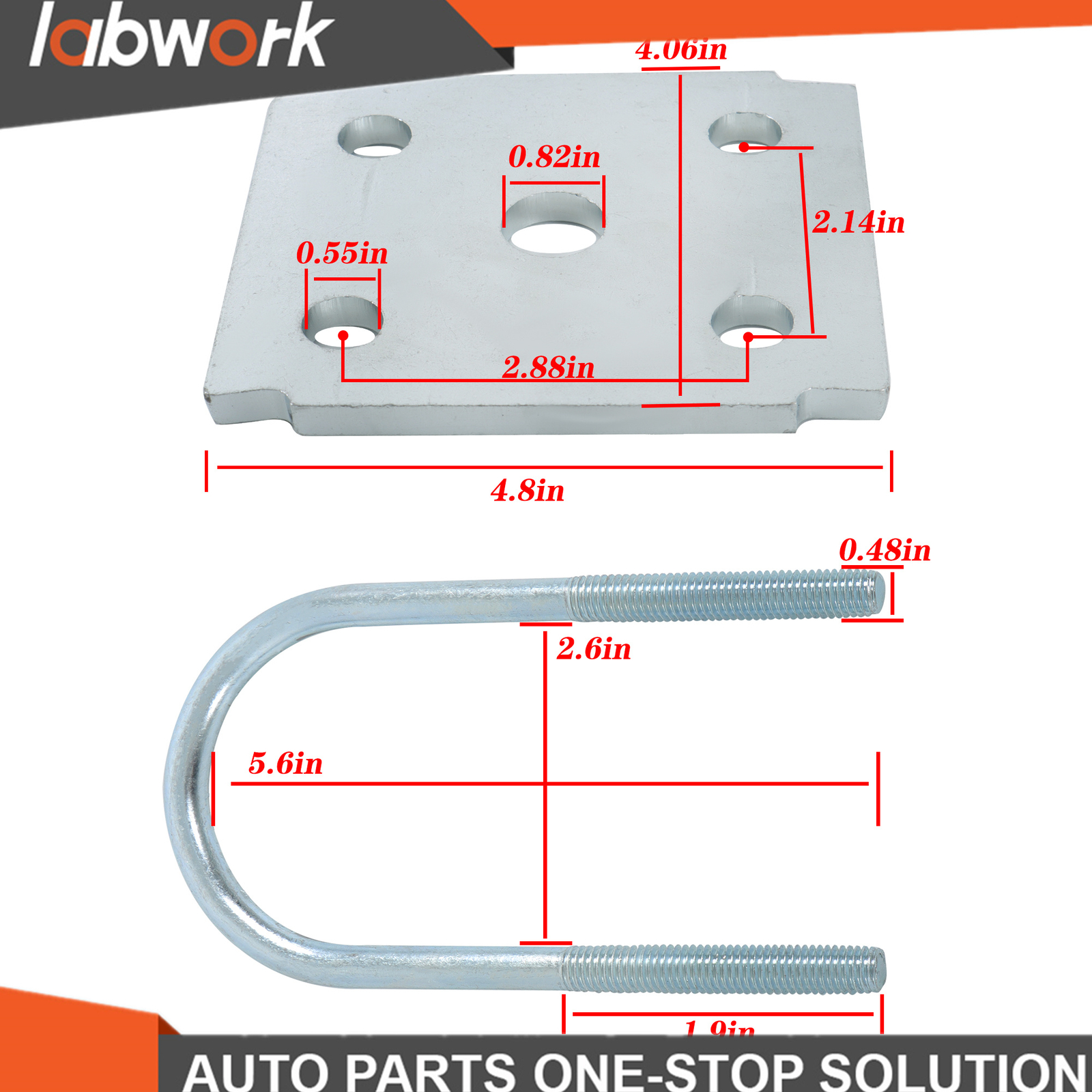 Labwork Trailer U Bolt Kit 2-3/8″ Round Axle 5-1/2″ Long For 3500lb Trailer Axle