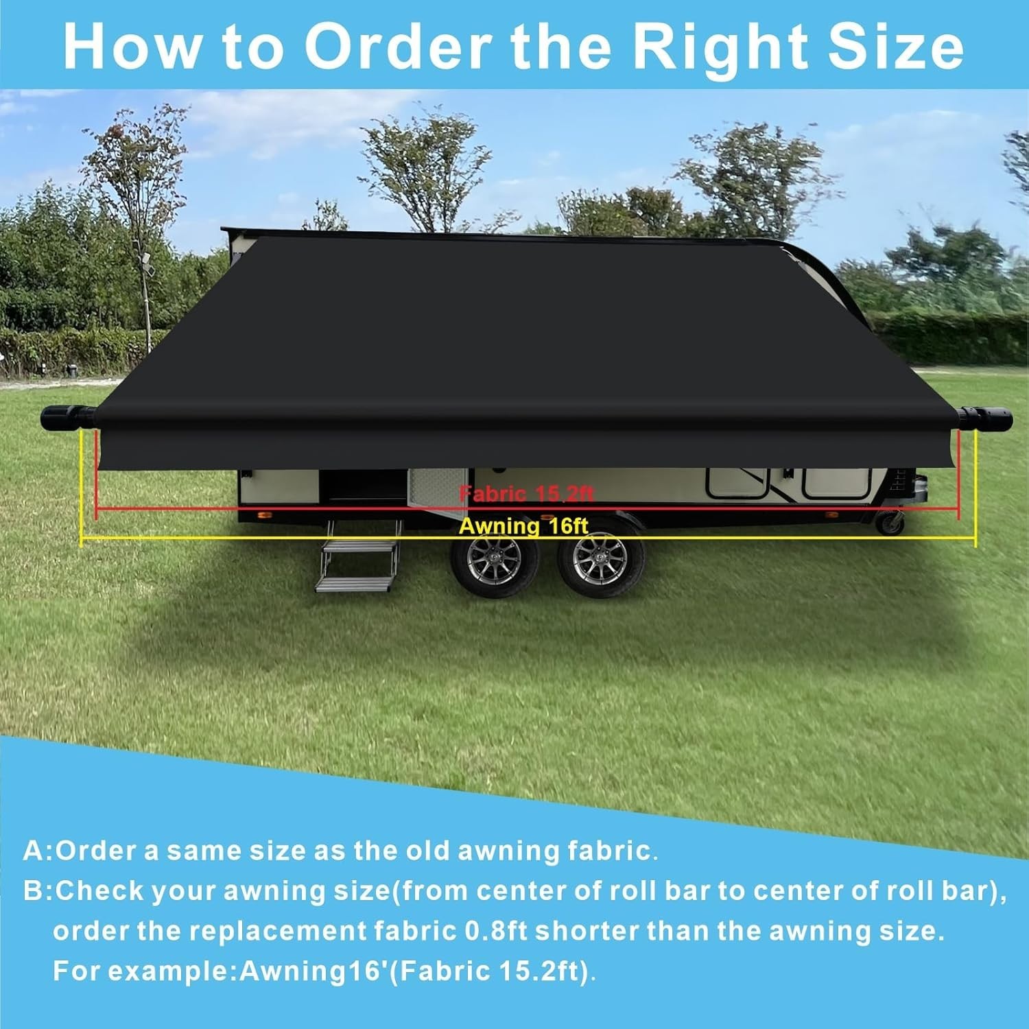 RV Awning Fabric Replacement14’2″ Fabric Upgrade 18.5oz Heavy Duty Vinyl RV R…
