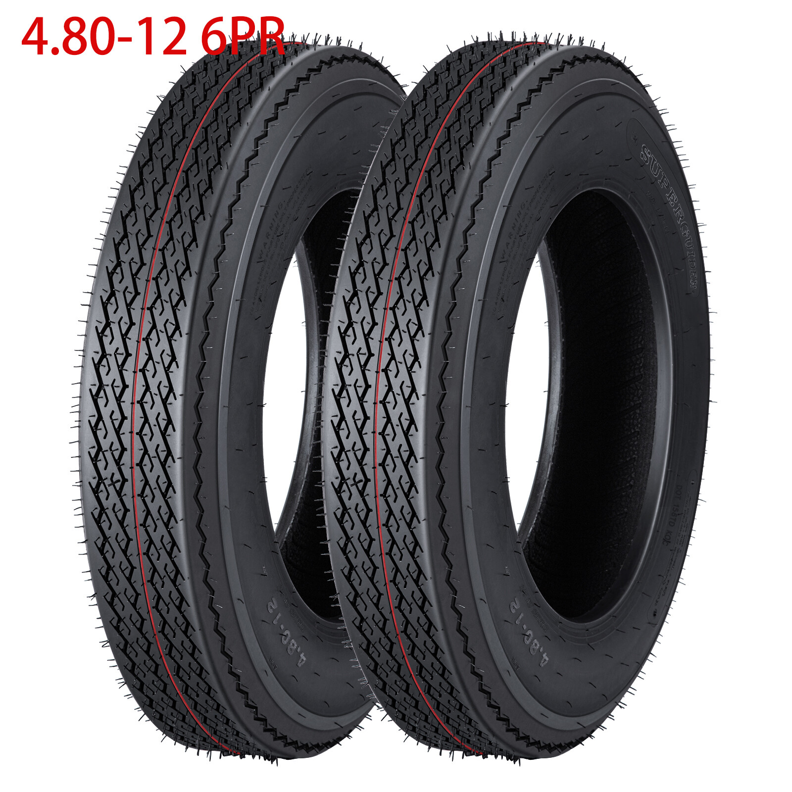 2 PCS Trailer Tires 4.80-12 480-12 480 12 6PR Load Range C 480/12 Trailer Tires