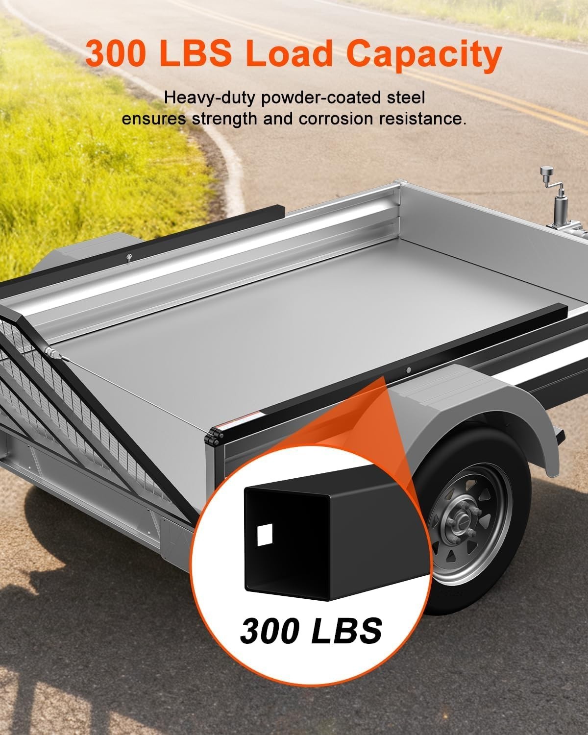 Heavy Duty Trailer Tailgate Ramp Lift Assist, 2 Sides, 300lb Steel