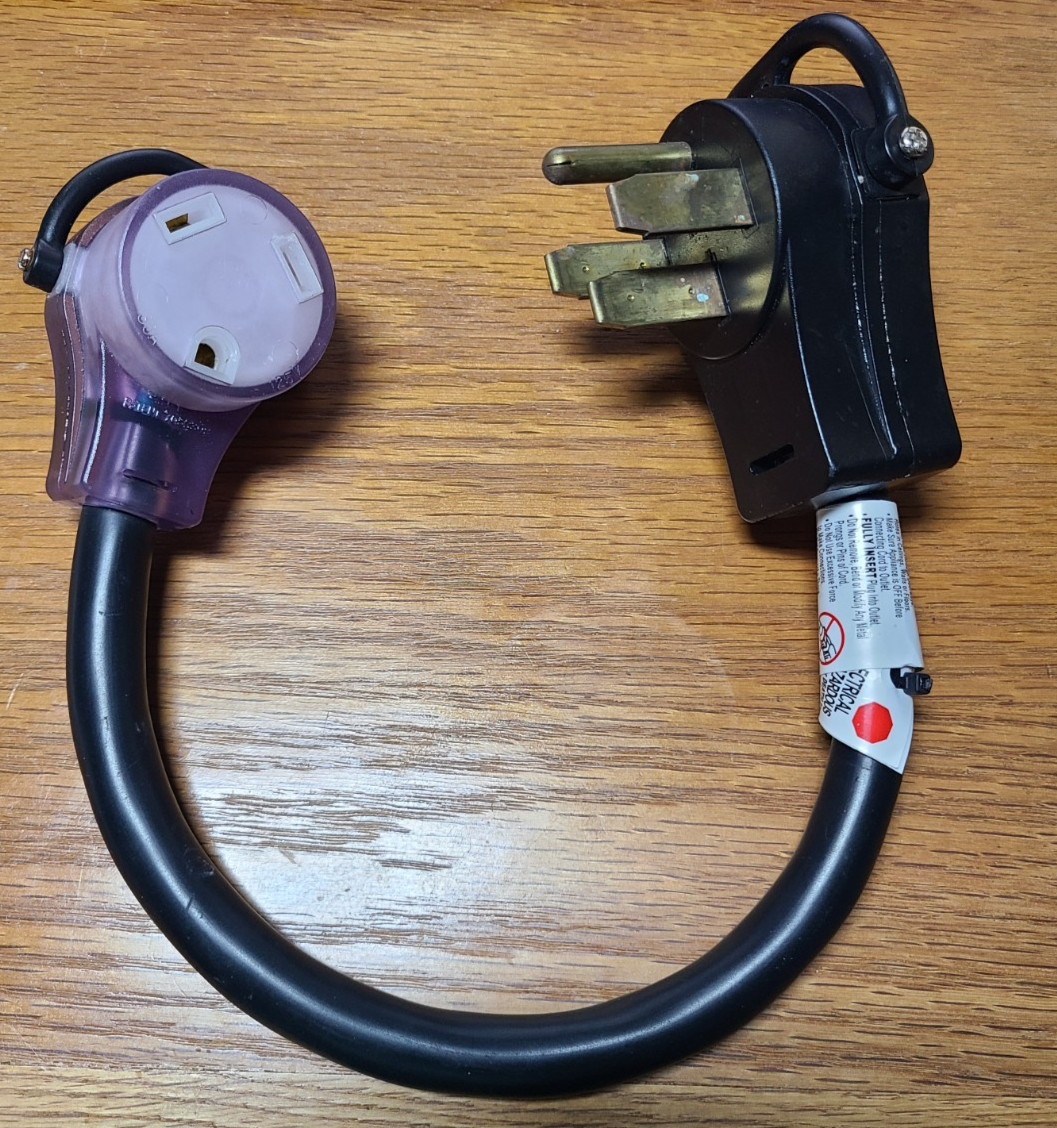 US Hardware 18 in 50 Amp RV Electrical Conversion Adapter 125V Black
