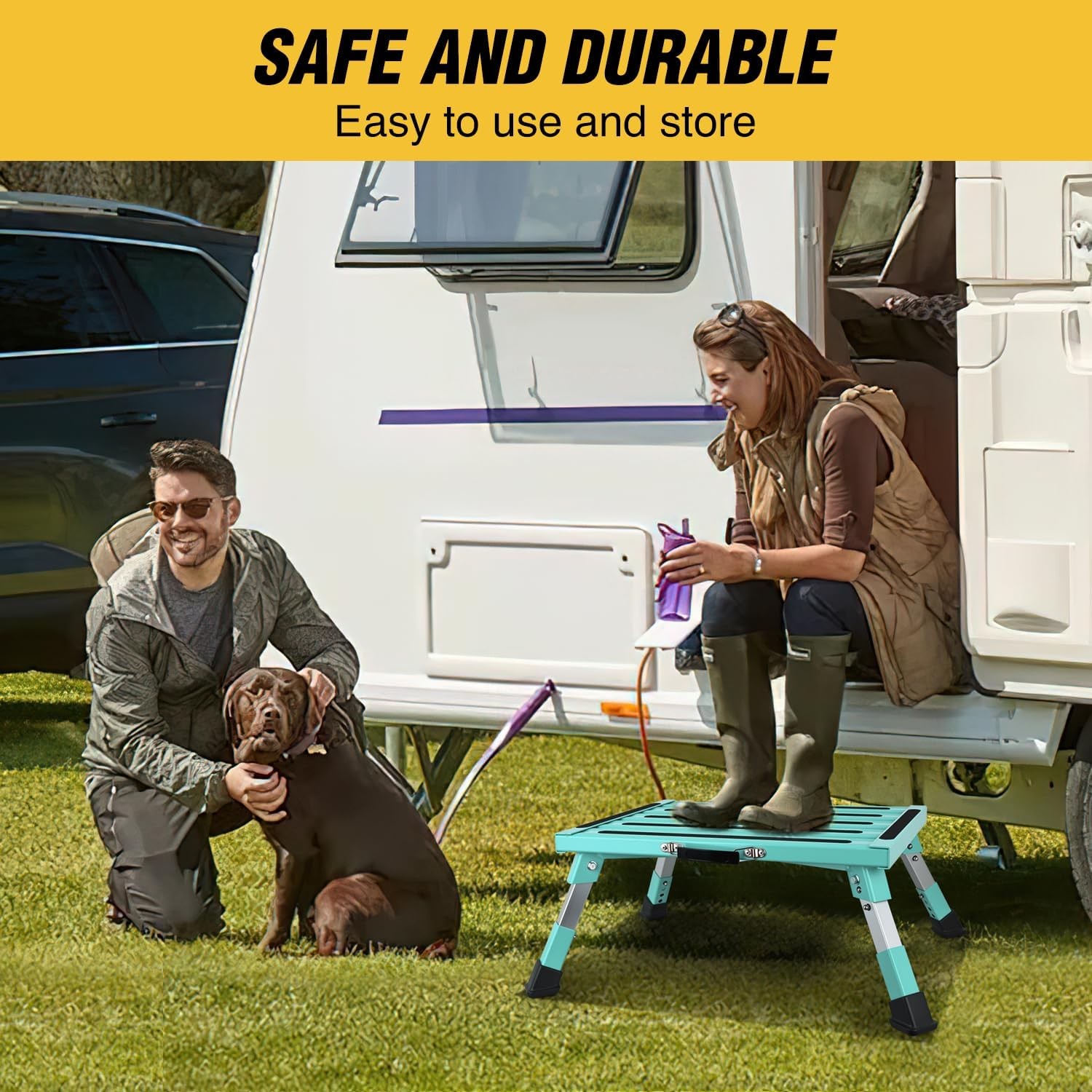 Nilight RV Step Stool Aluminum Folding Platform Steps 19×14.5 RV Steps 4 Levels