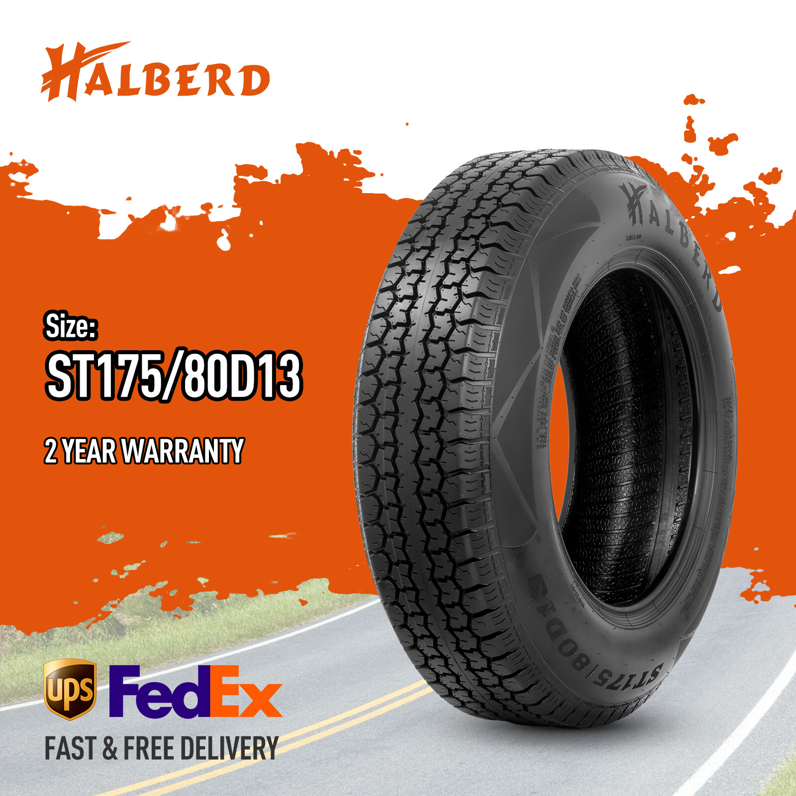 ST175/80D13 Trailer Tires 6Ply Load Range C 175 80 13 Heavy Duty Replacement 6PR