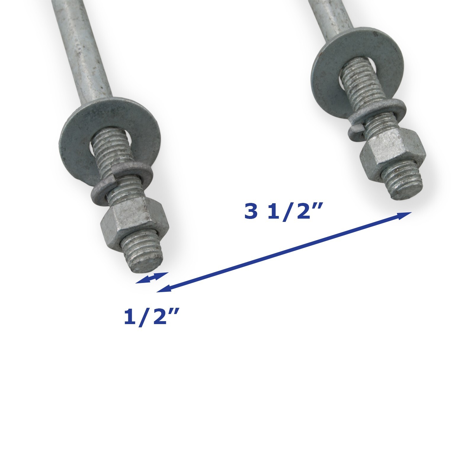 (Qty 2) Boat Trailer U-Bolt Galvanized Square Ubolts 1/2″ x 3″ x 6 5/16″
