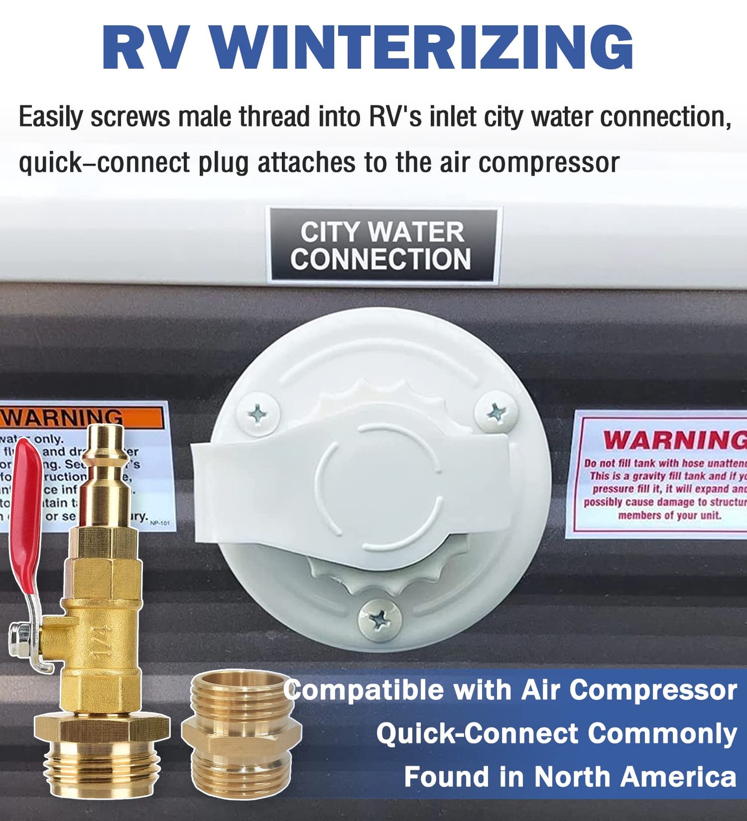 CURHOO RV Winterizing 1/4″ Quick-Connect & 3/4″ GHT, 2 pack, with 2 fittings