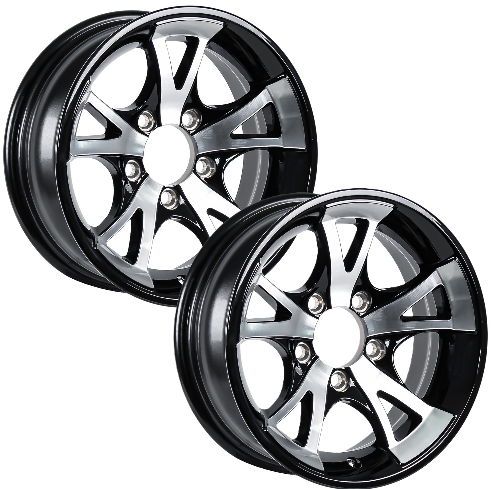 eCustomrim 2-Pack Aluminum Trailer Wheels 13X5 5 Lug 4.5 Center A1411 Black Rim