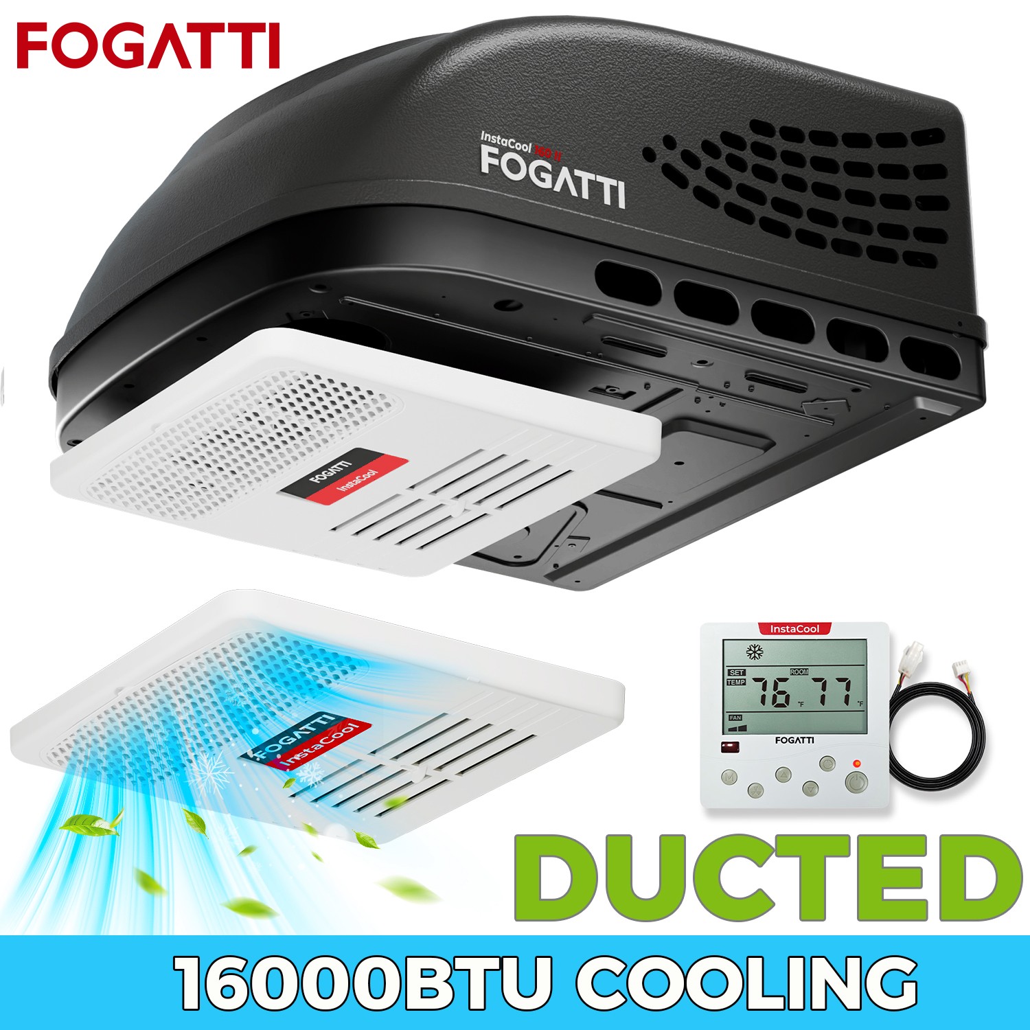 Ducted RV Air Conditioner 16,000 BTU Cooling Rooftop 115V AC Unit, Easy Install
