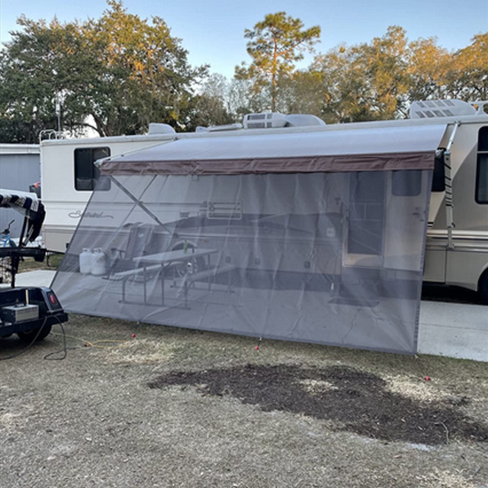 RV Awning Sun Shade Black Mesh Screen Sunshade Kit For Camping Trailer With Bag