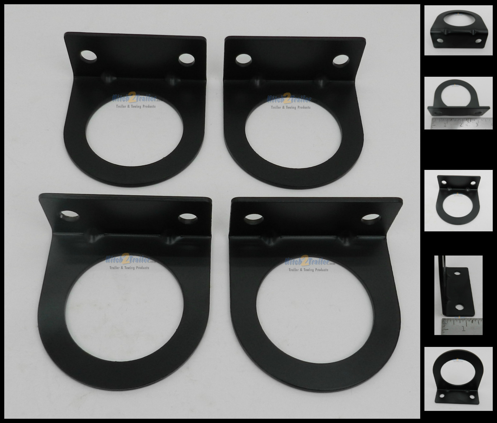 (4) Black Mounting Bracket for 2″ Round Light Powder Coated trailer RV Vision