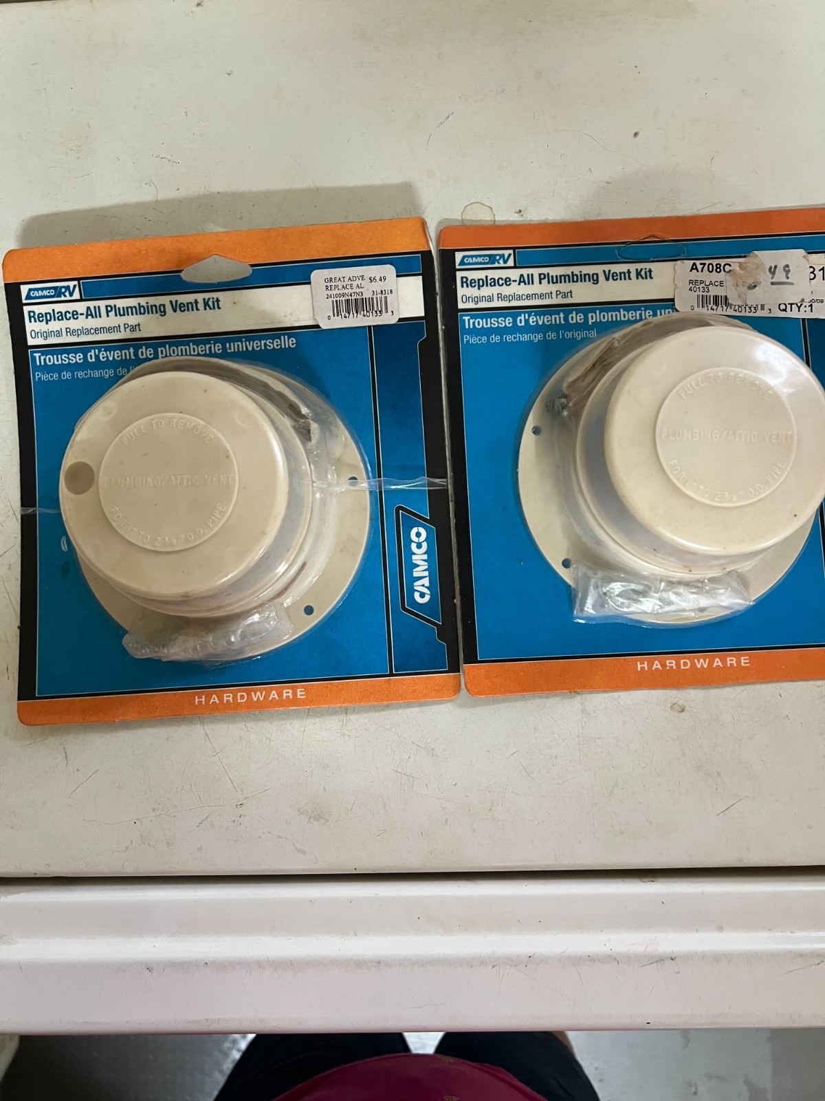 RV- Plumbing Vents – Set of 2 – Ivory – Includes Putty Tape & Mounting Screws