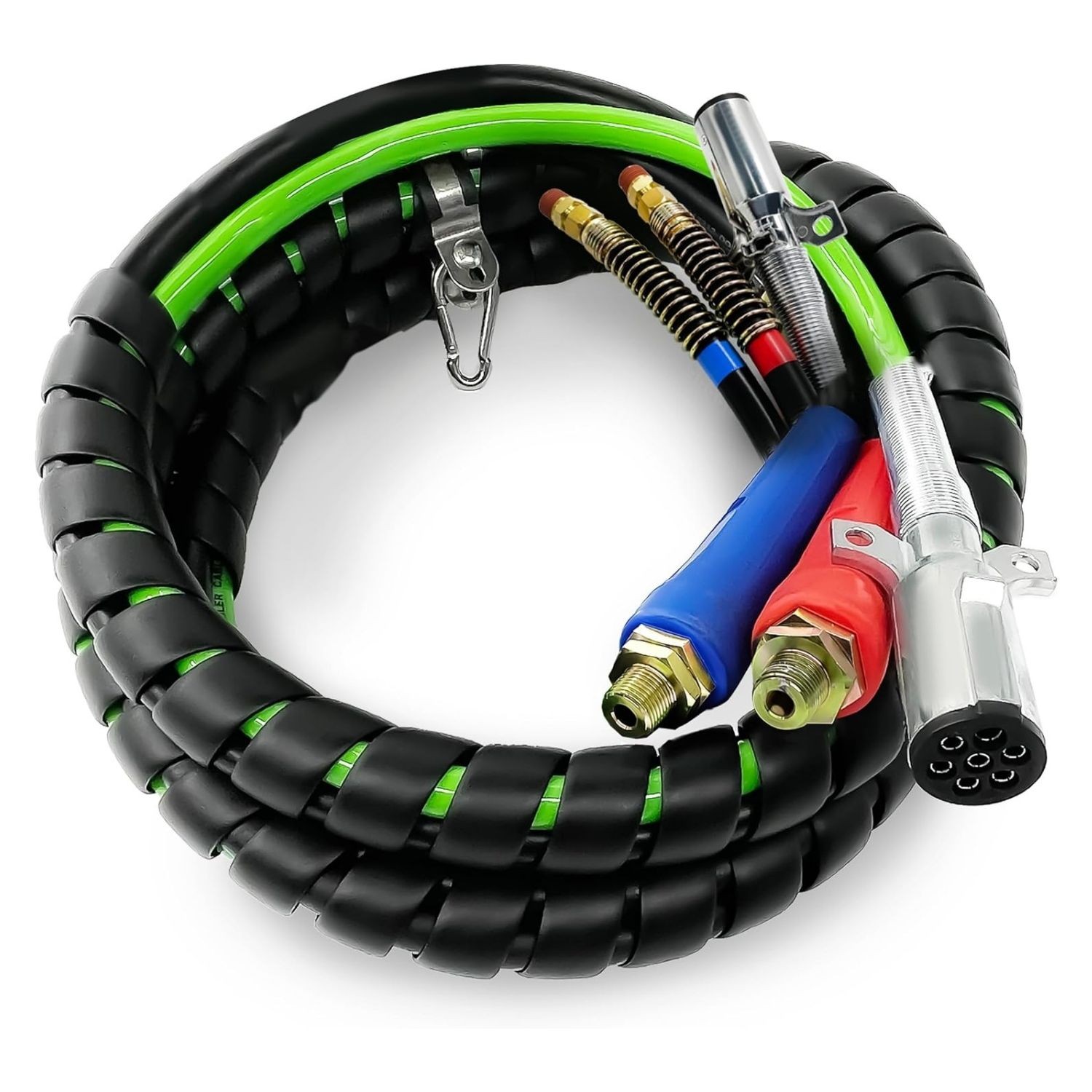 Semi Truck Air Line Kit 12FT 3-in-1 ABS | Tractor Trailer Air Hoses with 7-Way