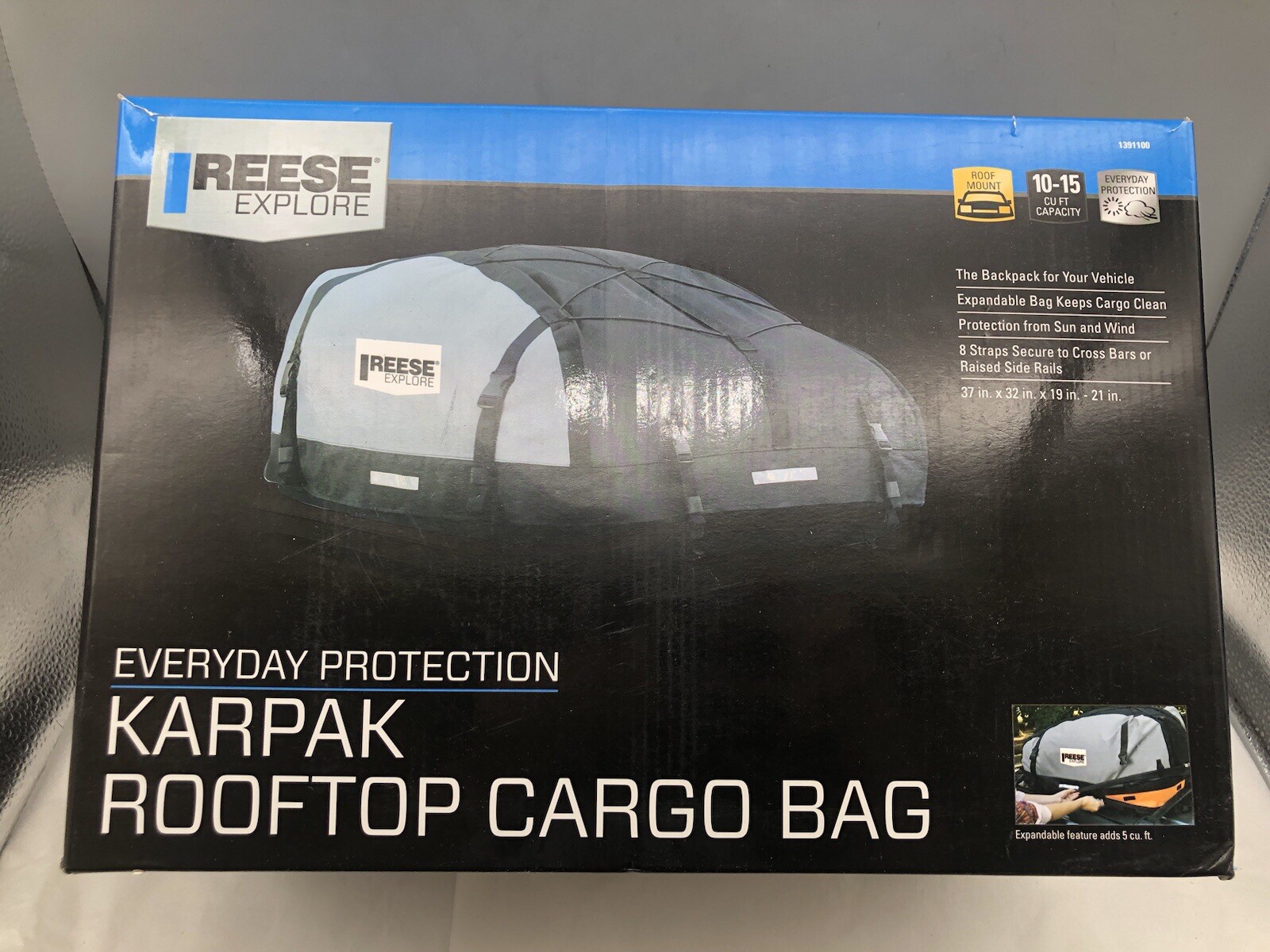 Reese Explore Karpak Rooftop Cargo Storage Bag 37 in x 32 in x 19 in USED *READ