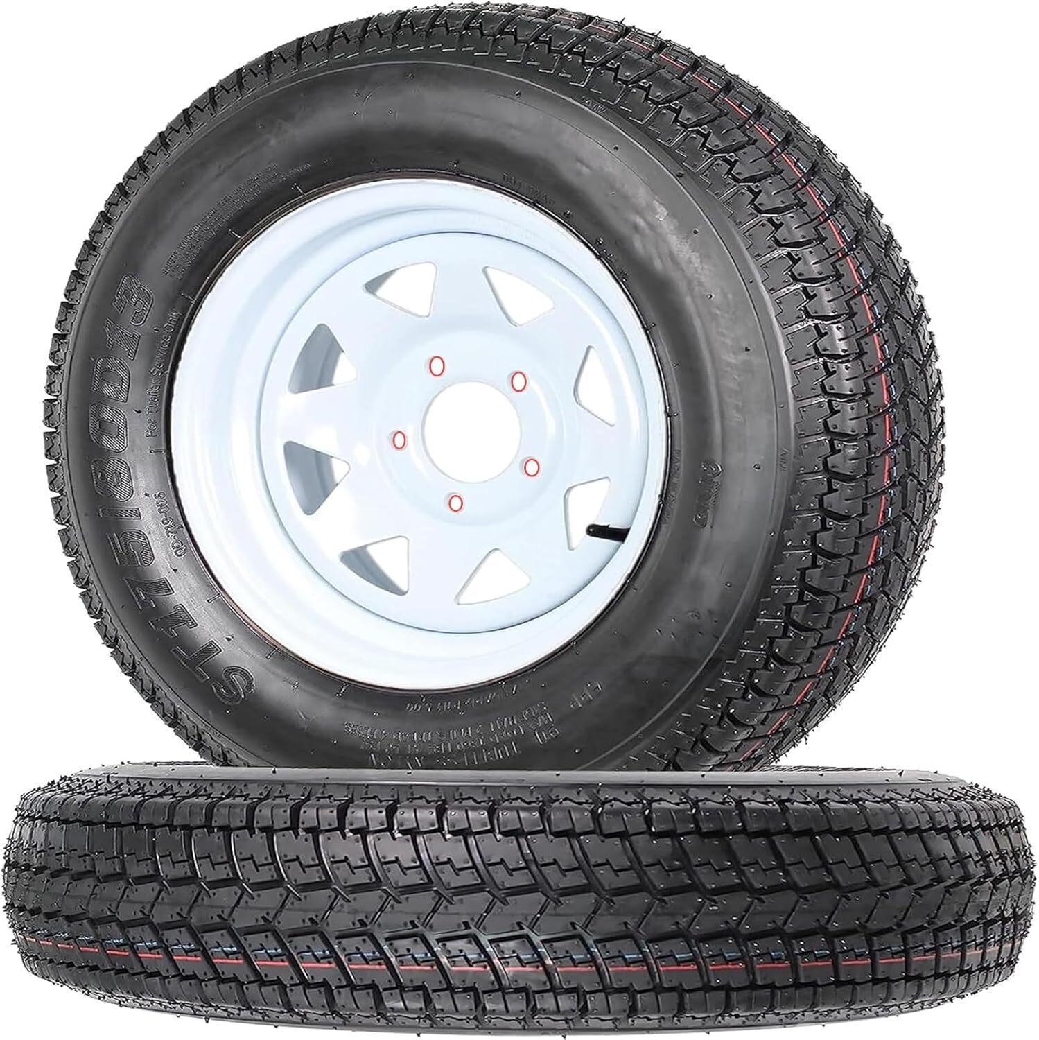 2PCS ST175/80D13 Trailer Tires with 13″ Rims 6PR 175 80 13 Tire 5 Lug 4.5″ Wheel