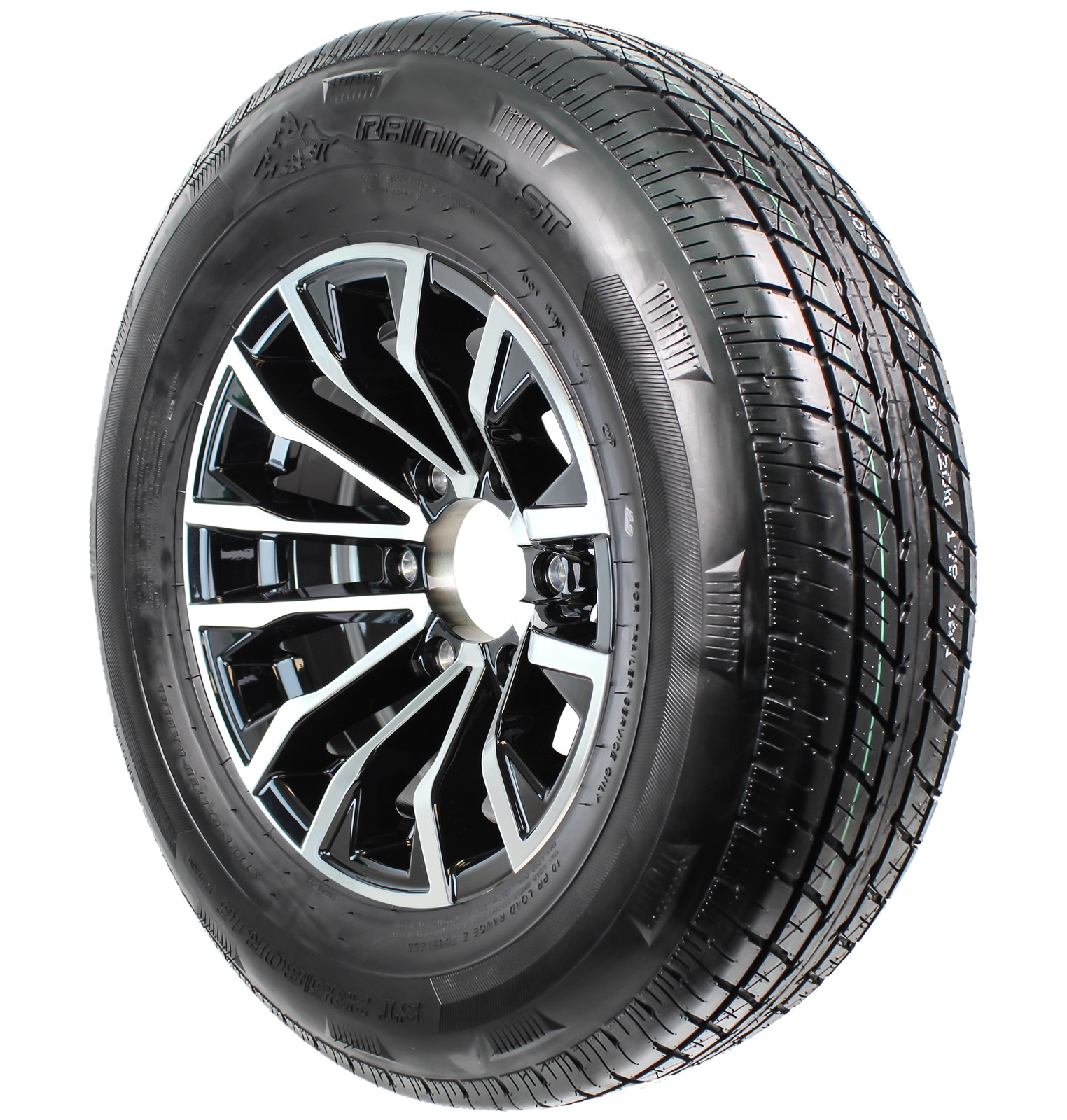 Radial Trailer Tire ST235/80R16 16 Inch Load E 6 Lug Edge Black Aluminum Wheel