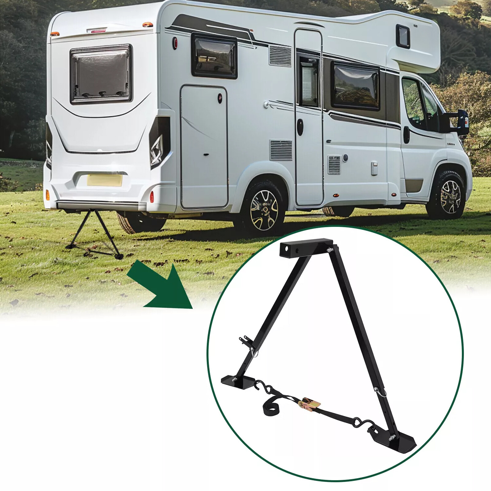 Hitch Mount Stabilizer w/2″ Receiver For Motorhomes Campers Trailers 5th Wheels