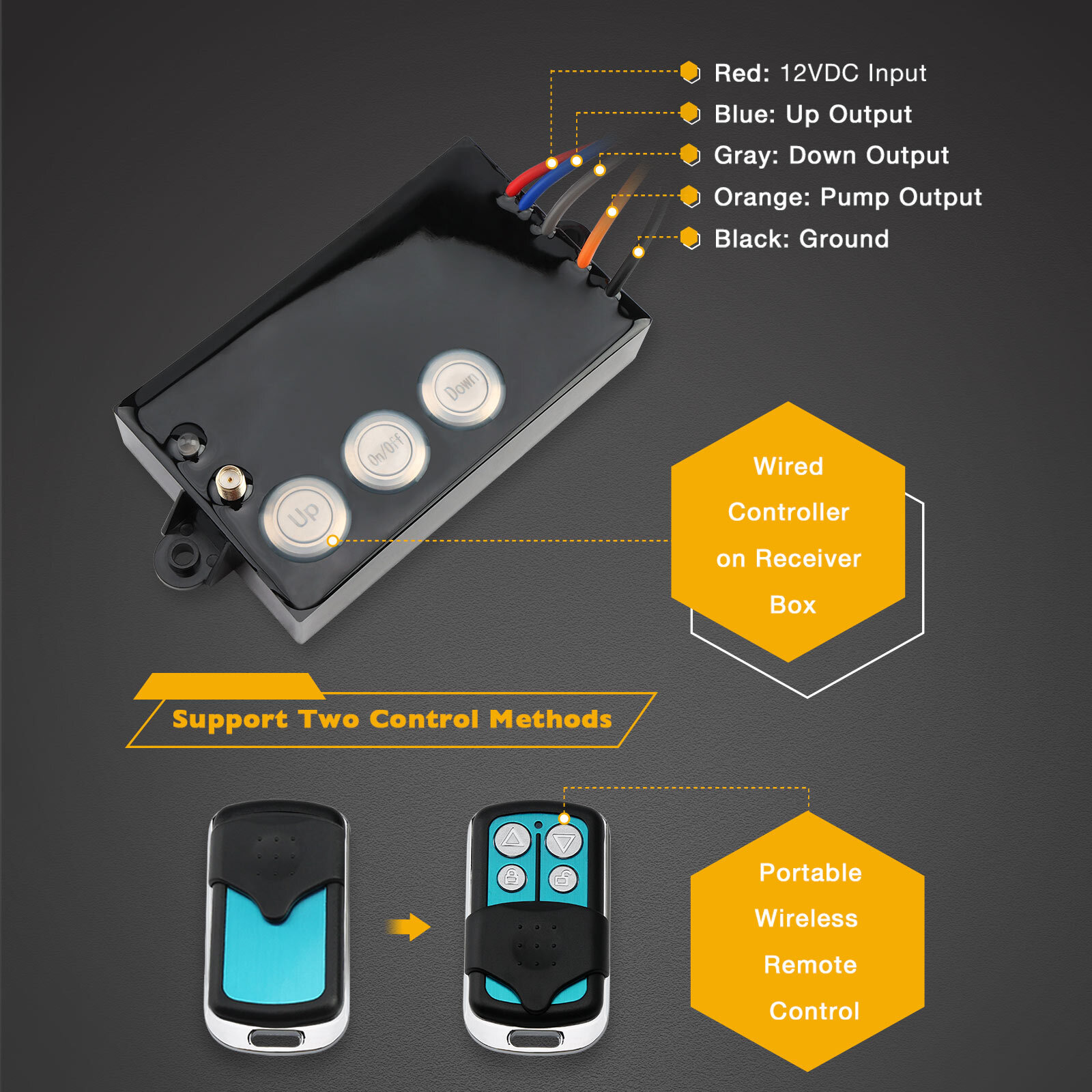 G3-H01 Dump Trailer Wireless Remote Control System Kit Hydraulic Lift Winch Tilt