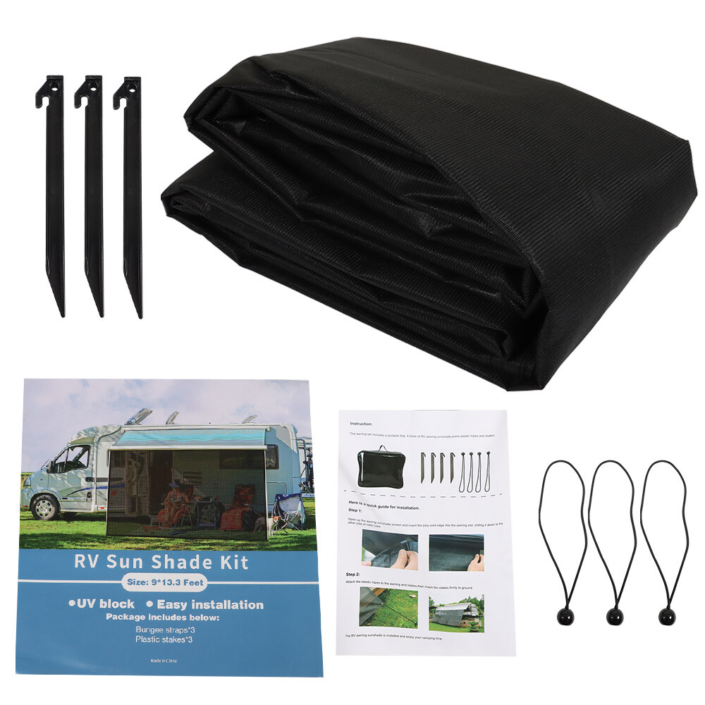 Munirater RV Awning Sun Shade Mesh Screen Sunshade Kit For Camping Trailer w/Bag