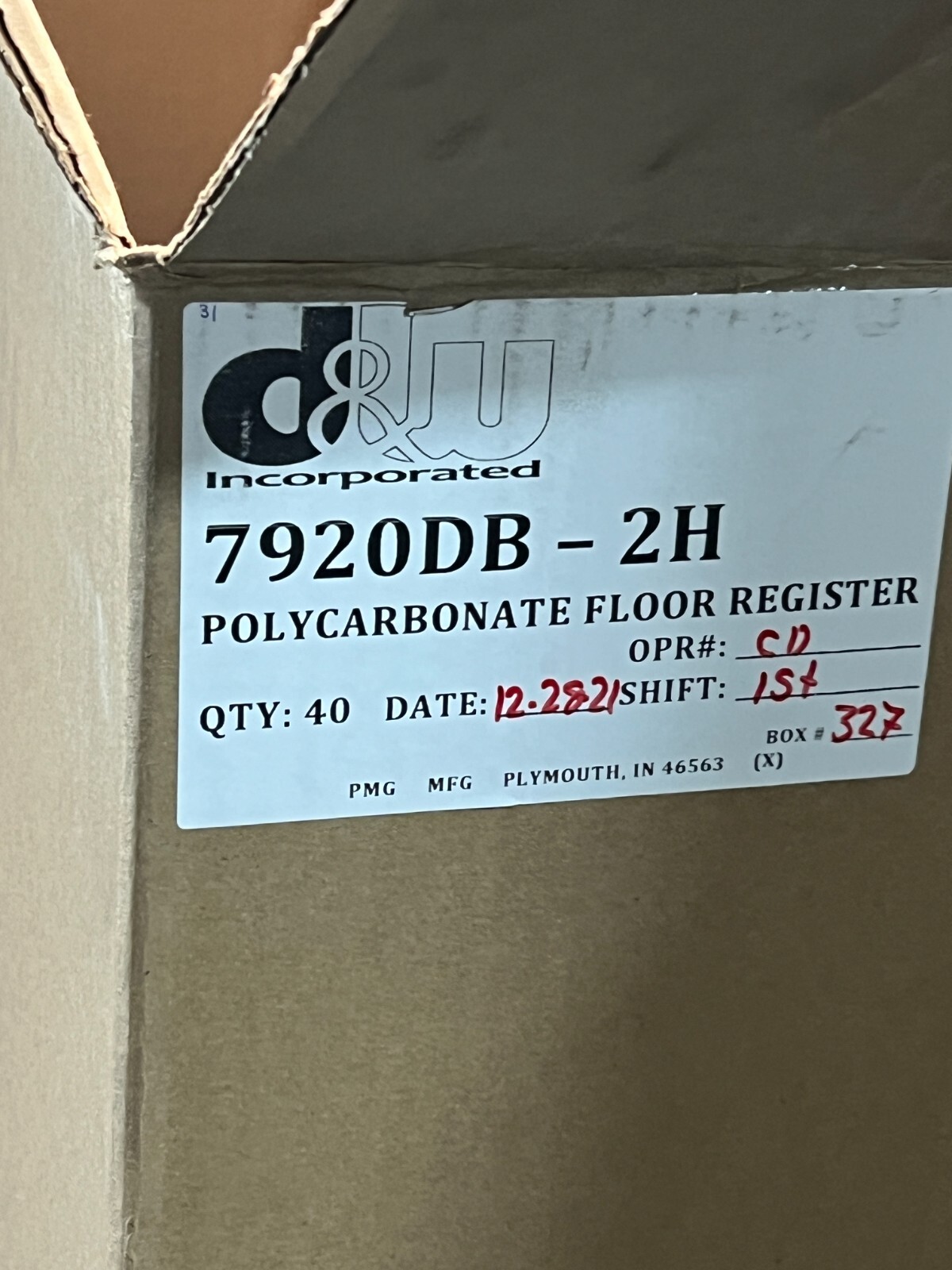 (QTY 40) D&W Incorporated 7920DB-2H Polycarbonate Floor Register 2-1/4″ x 10″