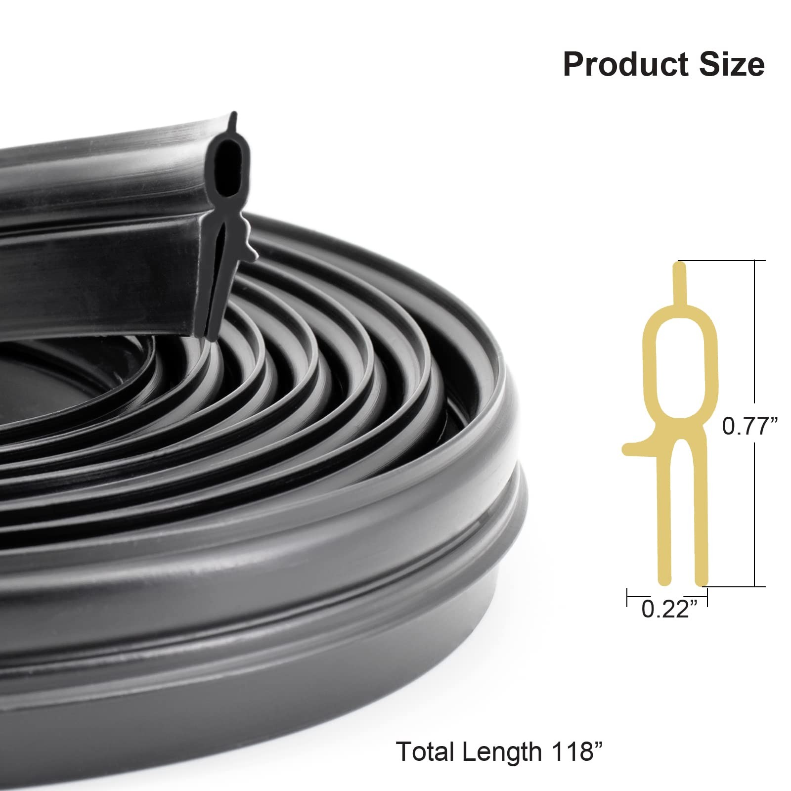 SZKXMJ Rv Roof Vent Seal Vinyl Sealfor Ventline, Hengs 118INCH, Black