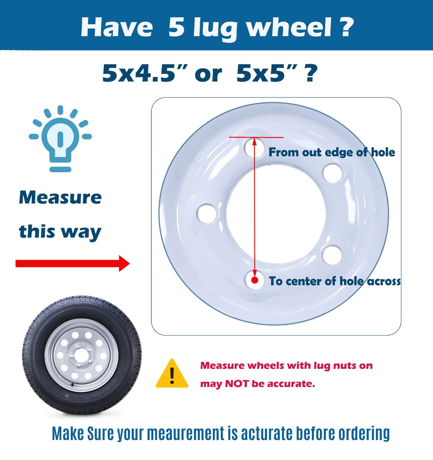 Free Country Trailer Tire Rim ST205/75D15 6-Ply C 107L 5 Lug x 4.5″ White Mod