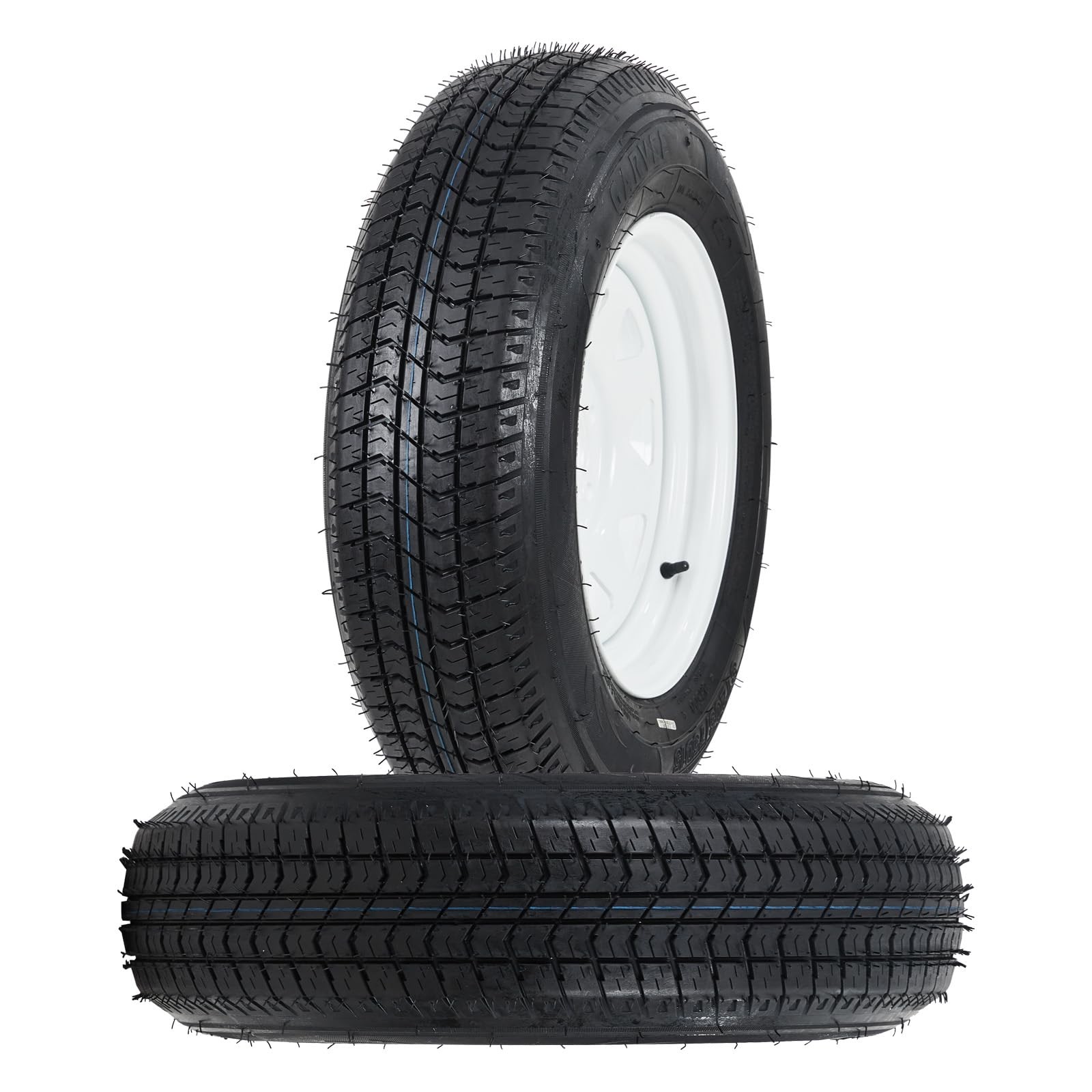 4-Pack Trailer Tires On Rim ST205/75D15 205/75/15 White Spoke Wheel 5 Lug 6 PR