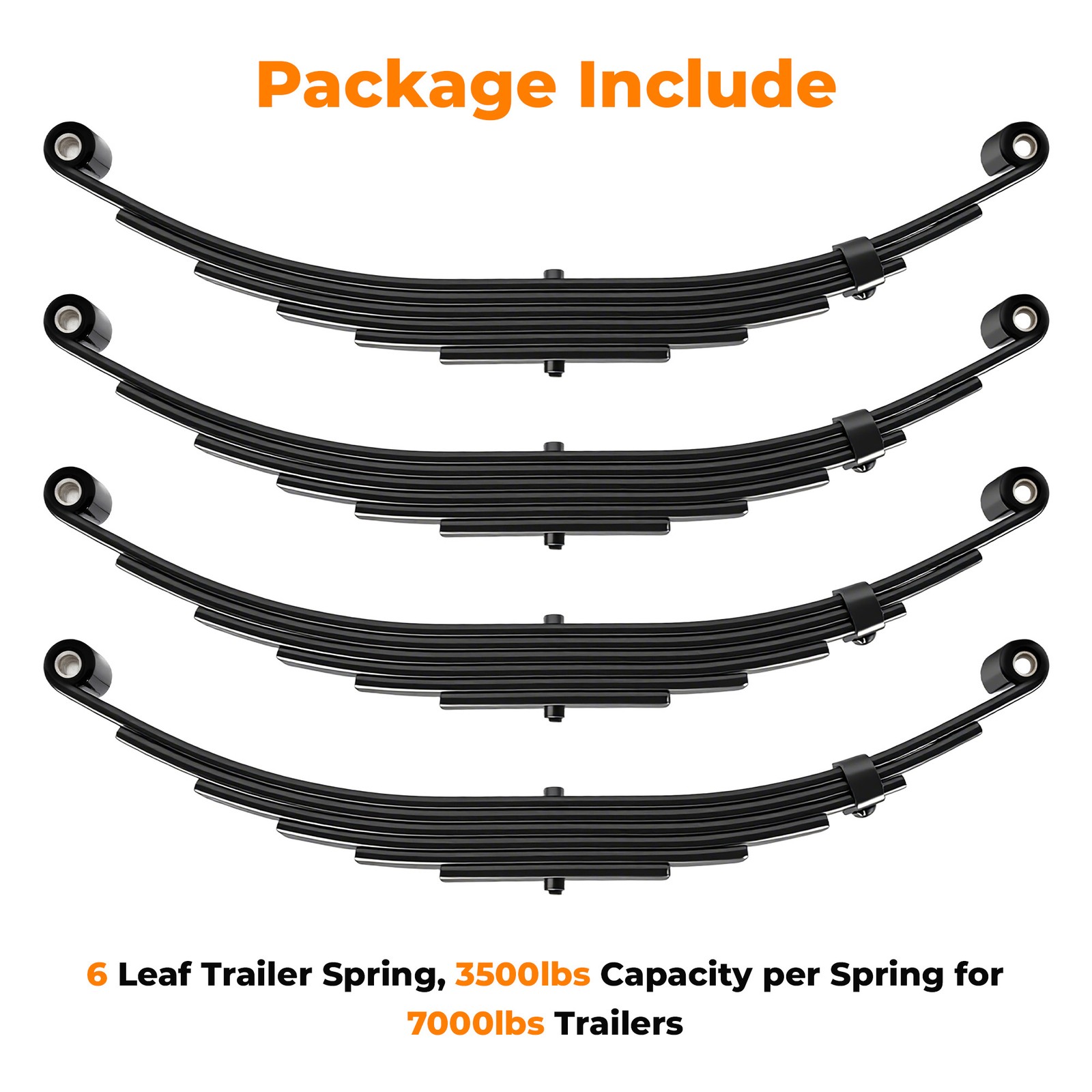 For 7000lbs Tandem Trailer Axle Suspension Kit 6 Leaf Springs/U-bolt/Hanger Kit