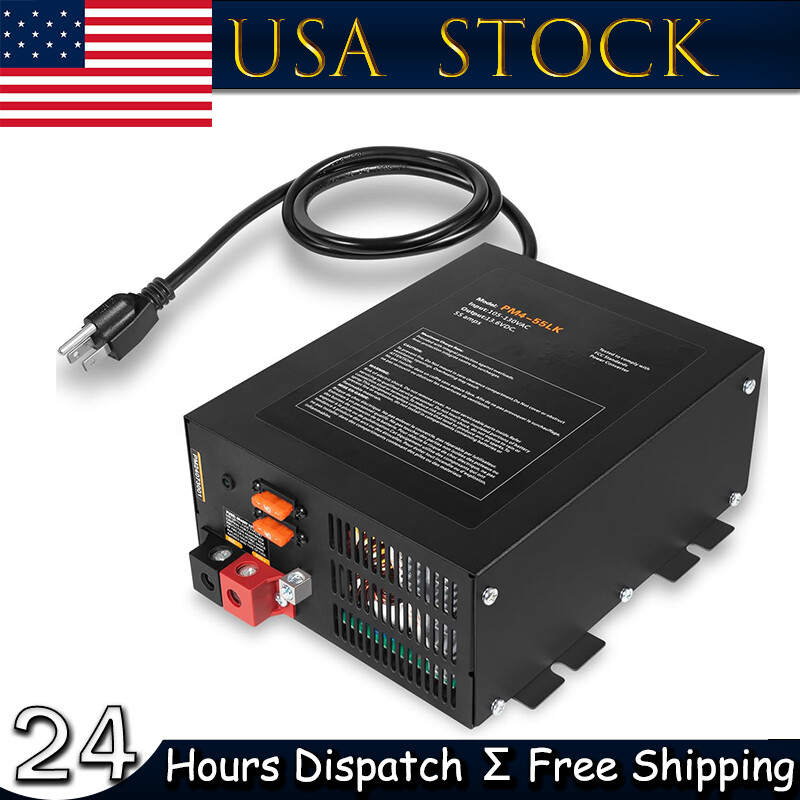 PM4 55A 110VAC to 12VDC 55 Amp Power Converter 4 Stage Battery Charger Lithium