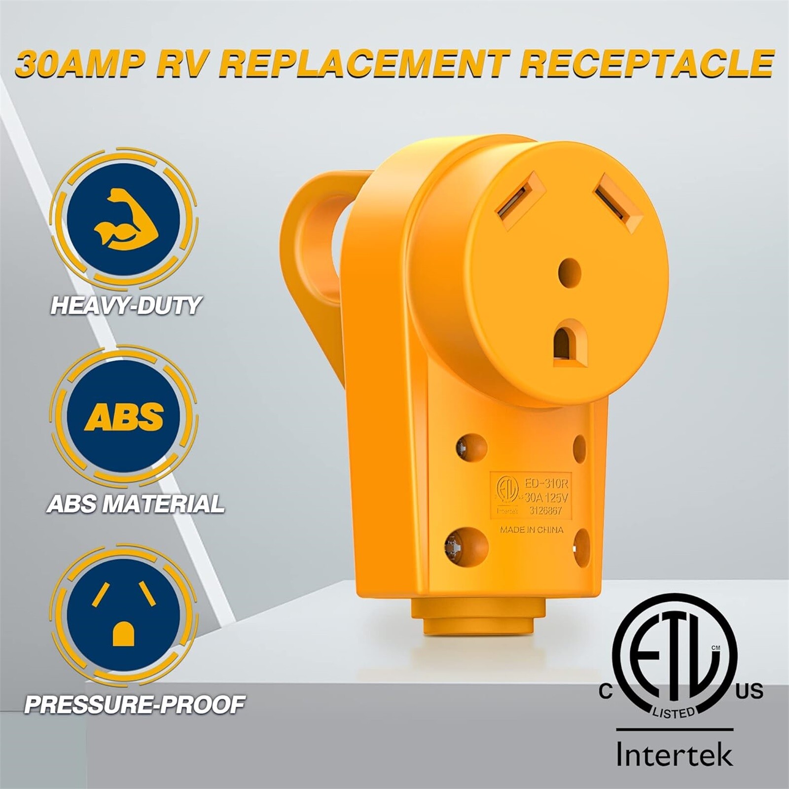 30Amp 125V Female Plug Receptacle RV Replacement Power Adapter for RV Camper
