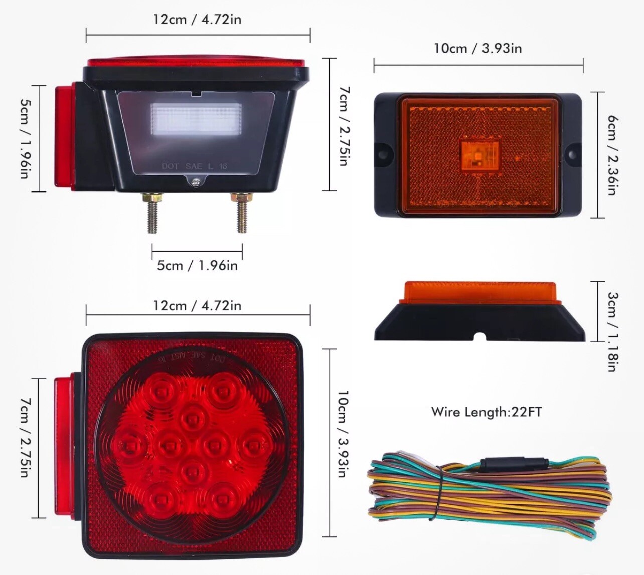 MAXXHAUL 70205 Trailer Light Kit – 12V All LED, Left and Right Waterproof