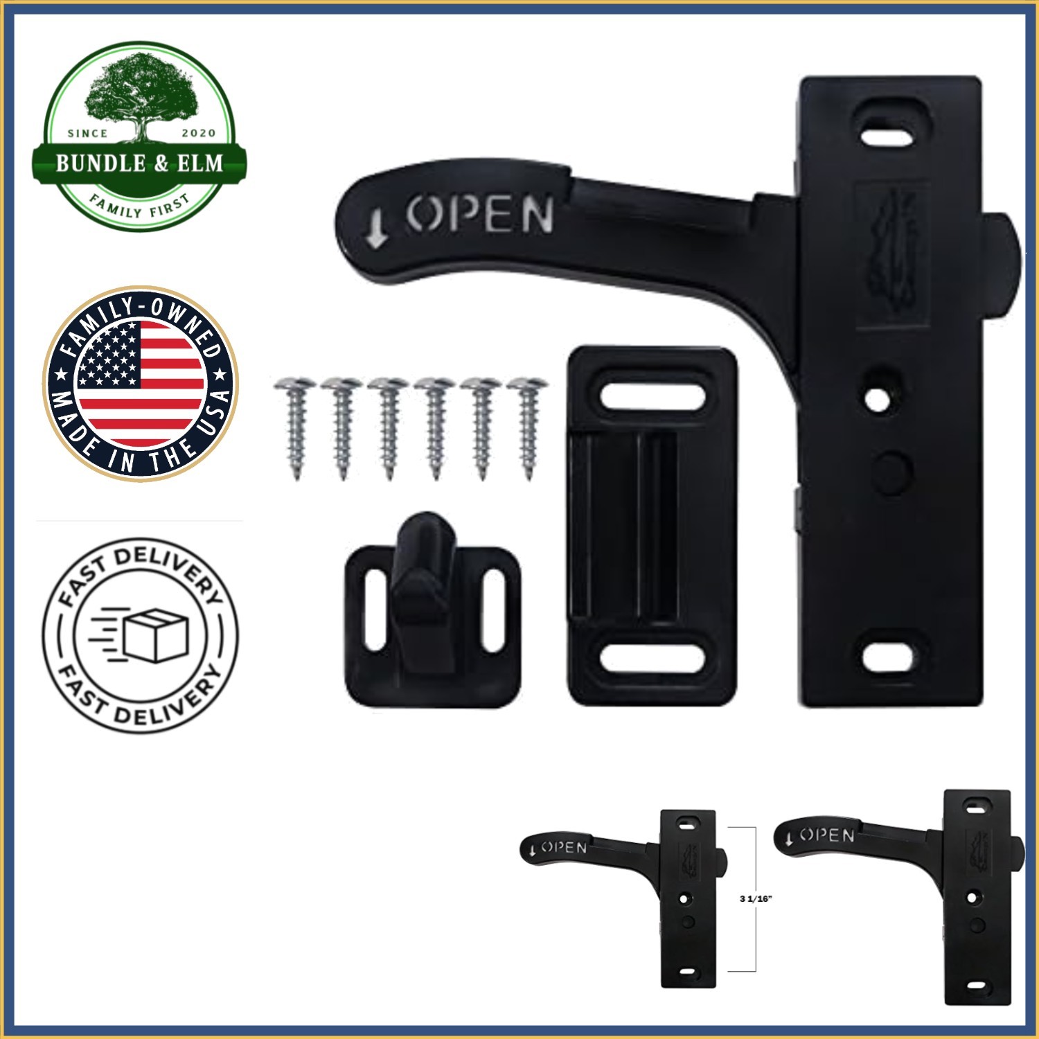 Matte Black RV Screen Door Handle with L-shaped Design for Quick Replacement