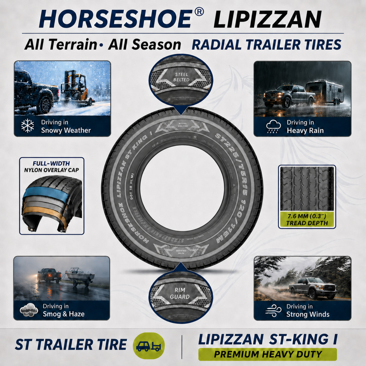 4 LIPIZZAN ST225/75R15 10PR 117/112M Trailer Tires 225/75R15 ST-KING I 225 75 15