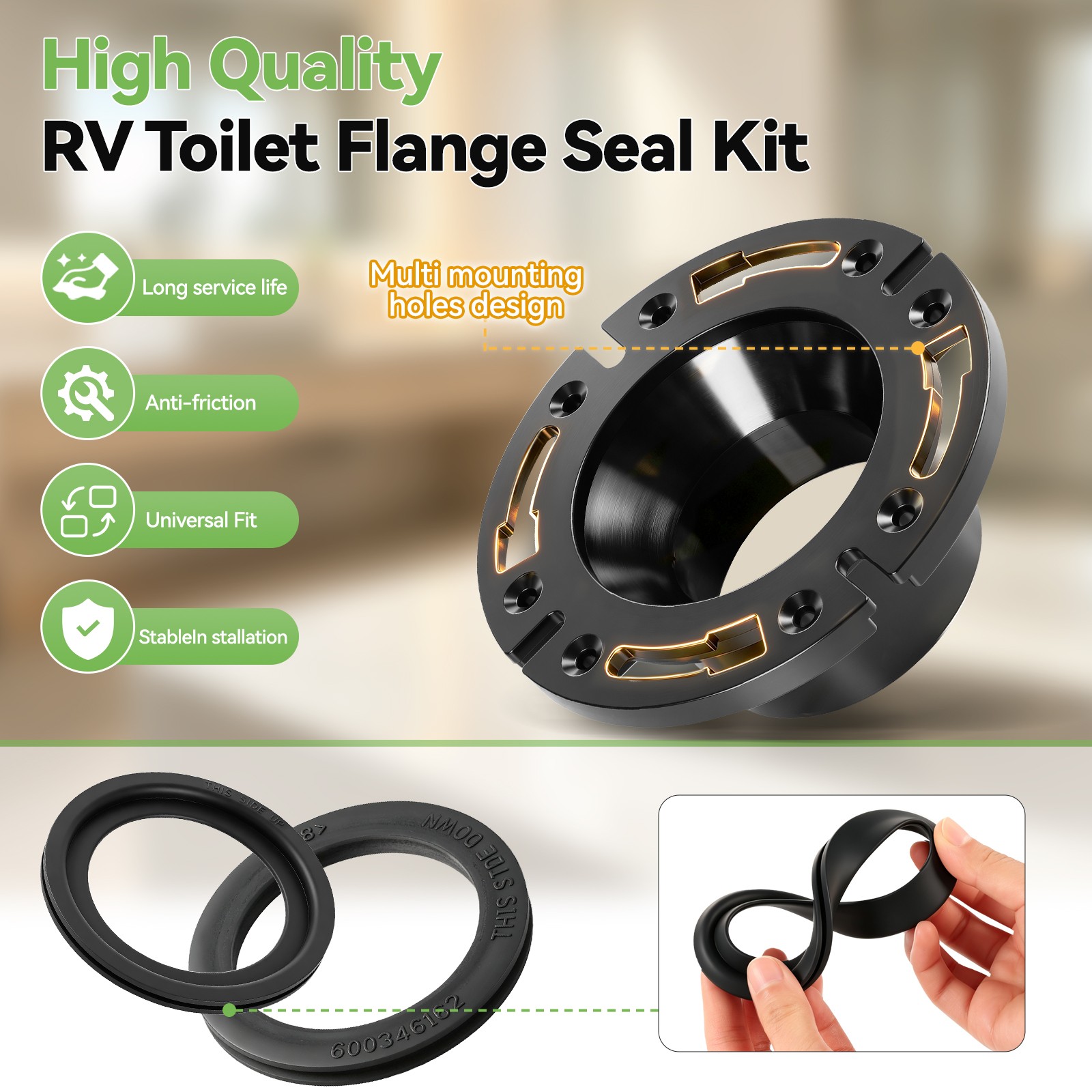 RV Toilet Seal for Dometic 300 310 320 Series, Flange, Flush Ball & Base Gasket