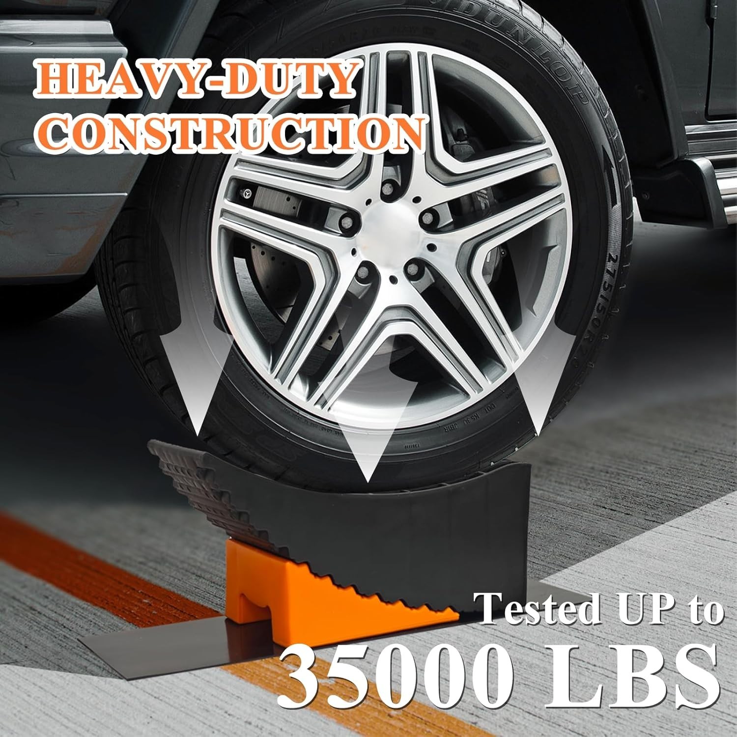 Curved Design Dual Axle Tire Change Ramp with Carrying Bag & Anti-Slip Mats