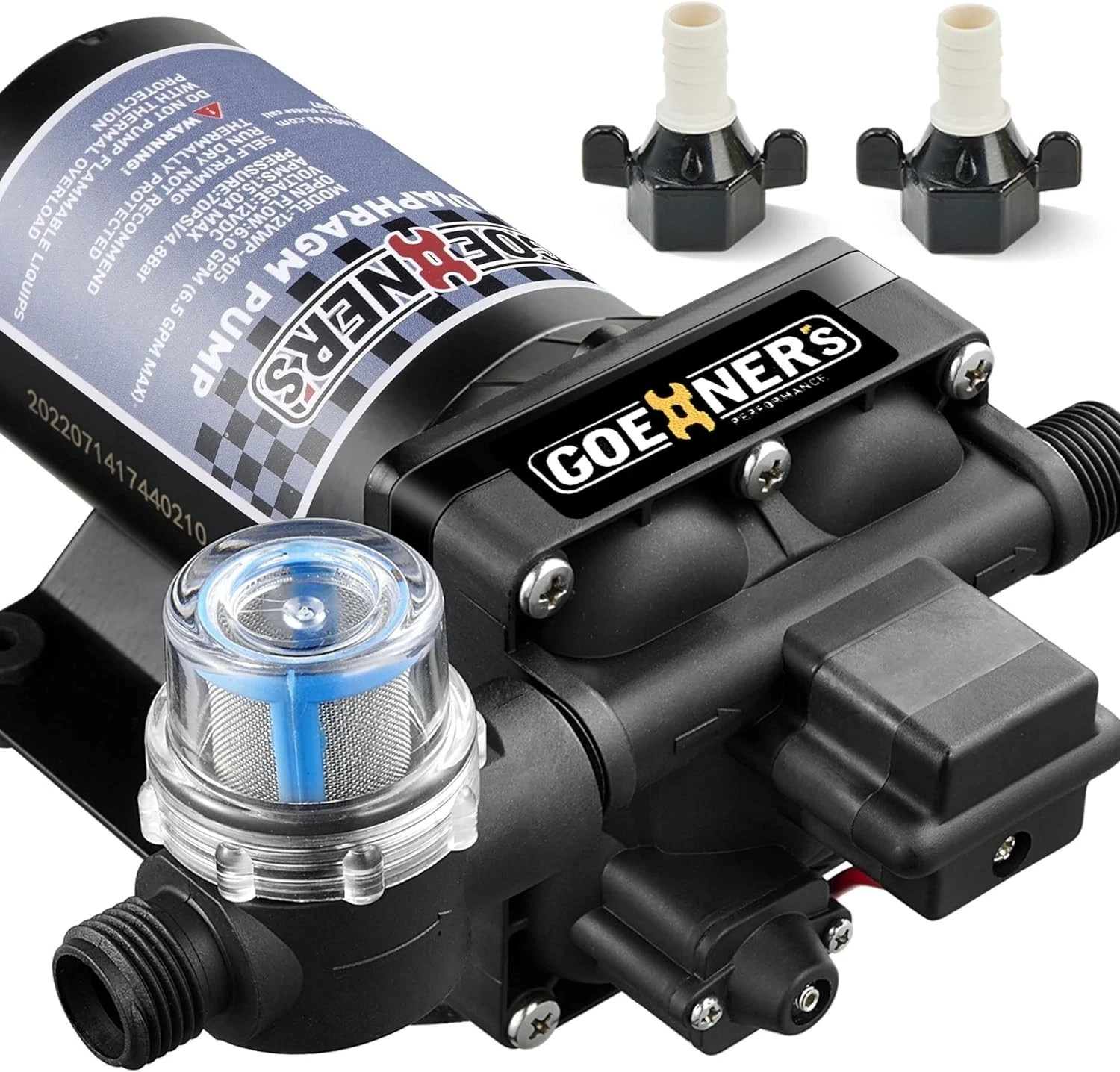 RV Fresh Water Pump 12V DC 6.5GPM 70PSI Self-Priming for RV, Marine, Yacht