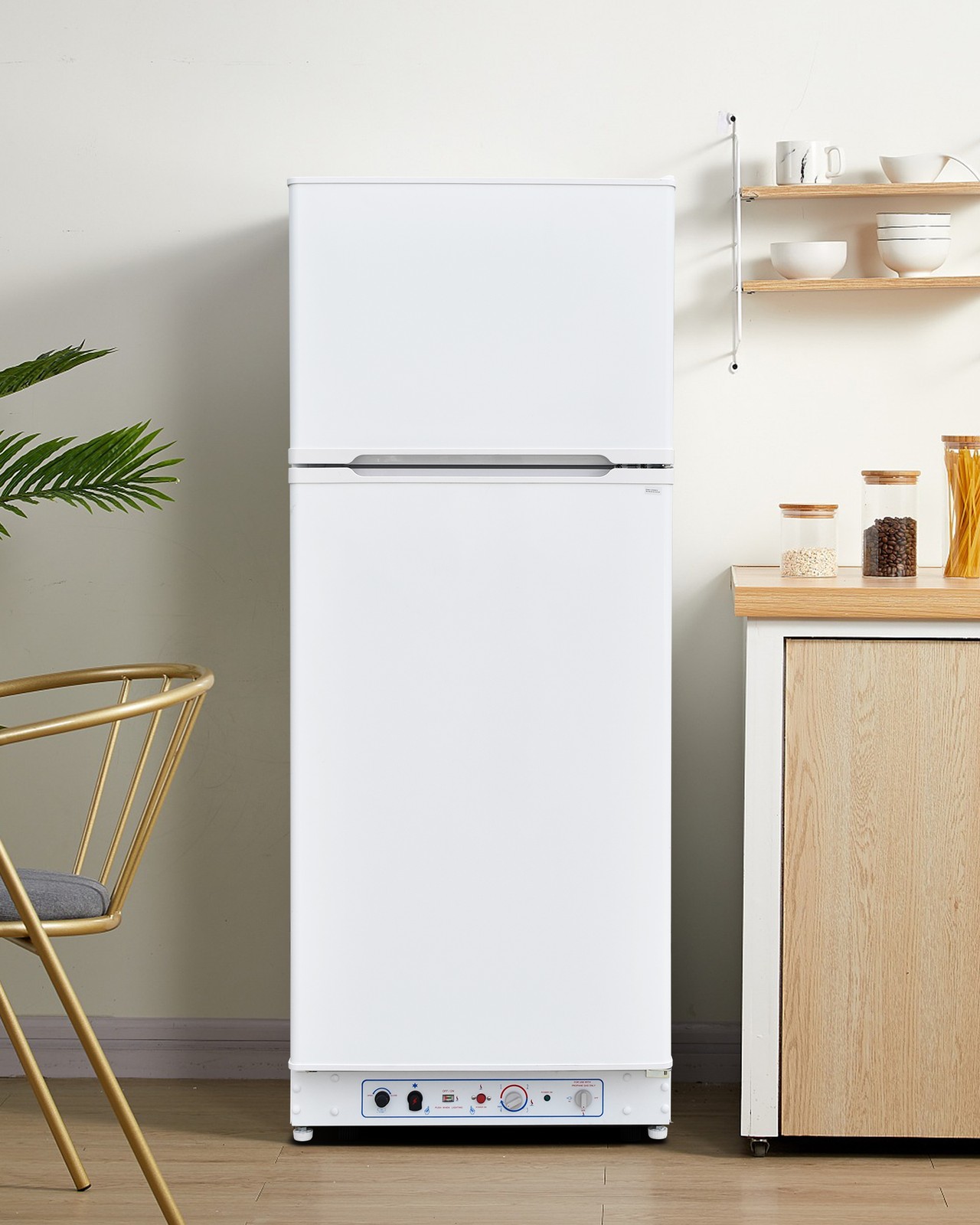 Smad Gas LPG Fridge Freezer Outdoor RV Refrigerator with freezer 13.4 Cu.Ft 110V