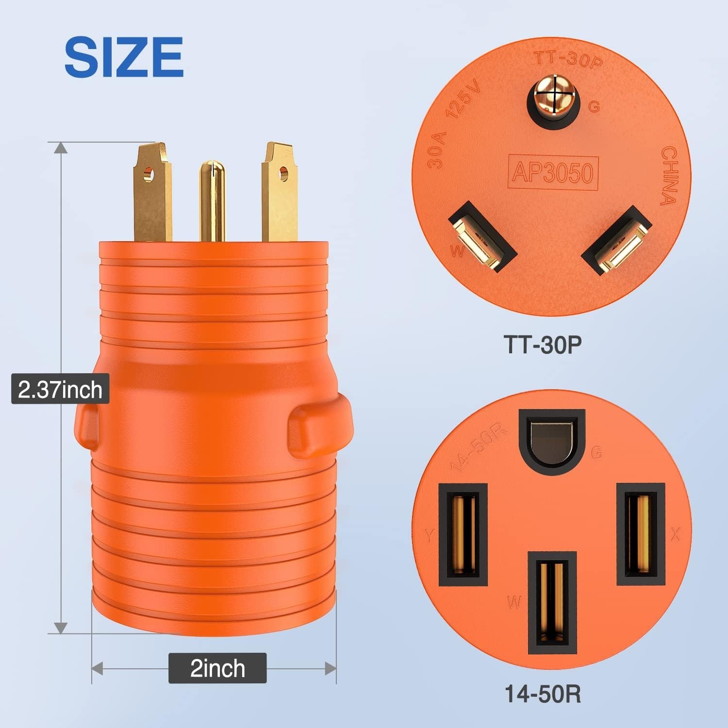 NEMA L5-30P to NEMA 14-50R RV Power Adapter – 30A to 50A Heavy Duty Converter