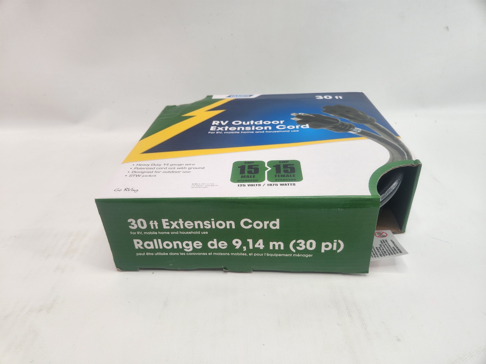 Camco 30-Ft RV Extension Cord 15 Amp – Rated for 125V – 55142 14-Gauge Copper