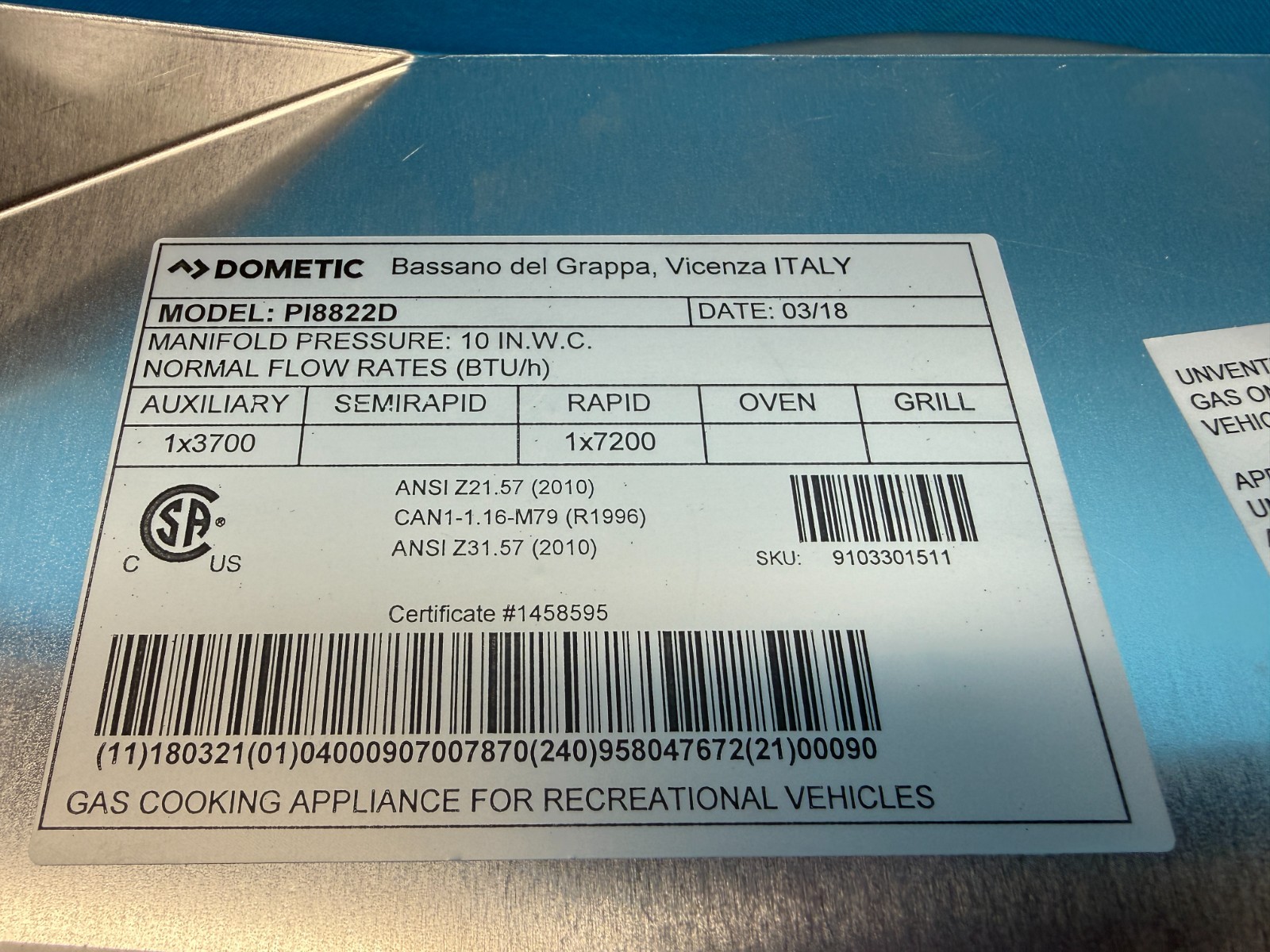 Dometic P18822D Teardrop Range Camper-Motorhome RV Drop-In Cooktop 2 Burner