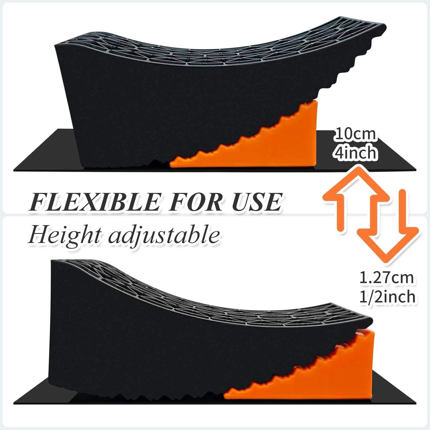 Curved Design Dual Axle Tire Change Ramp with Carrying Bag & Anti-Slip Mats
